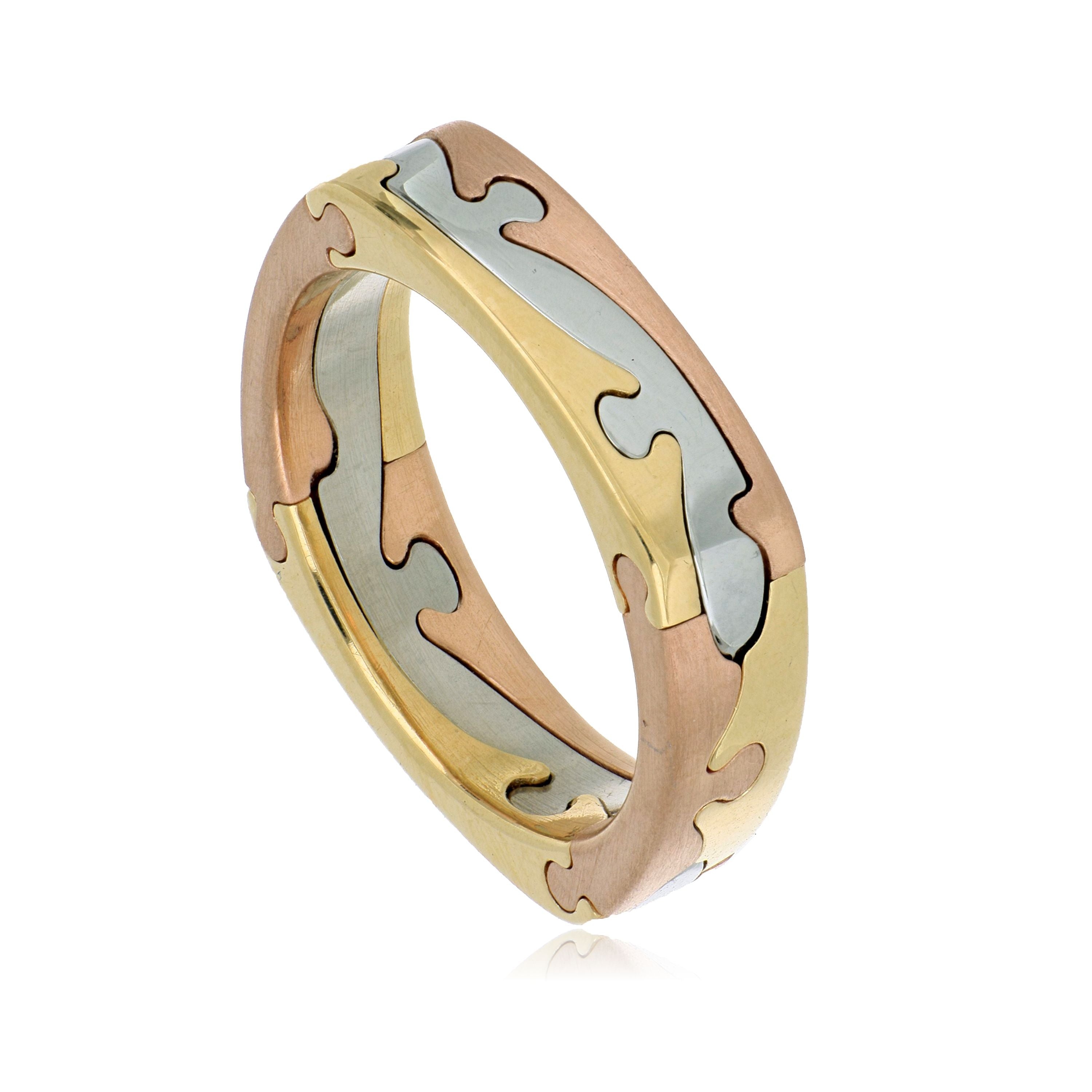 18k/19k Yellow, White and Rose Gold Me's Puzzle Wedding Band