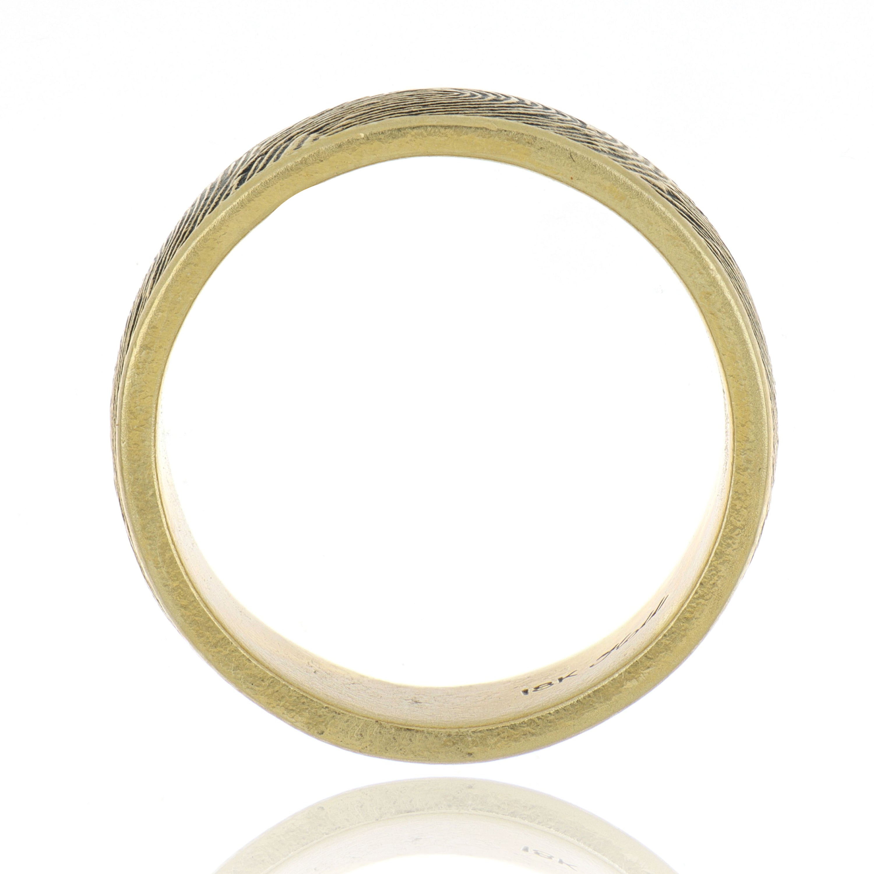 18k Yellow Gold Finger Print Custom Men's Wedding Band - Charles Koll Jewelers