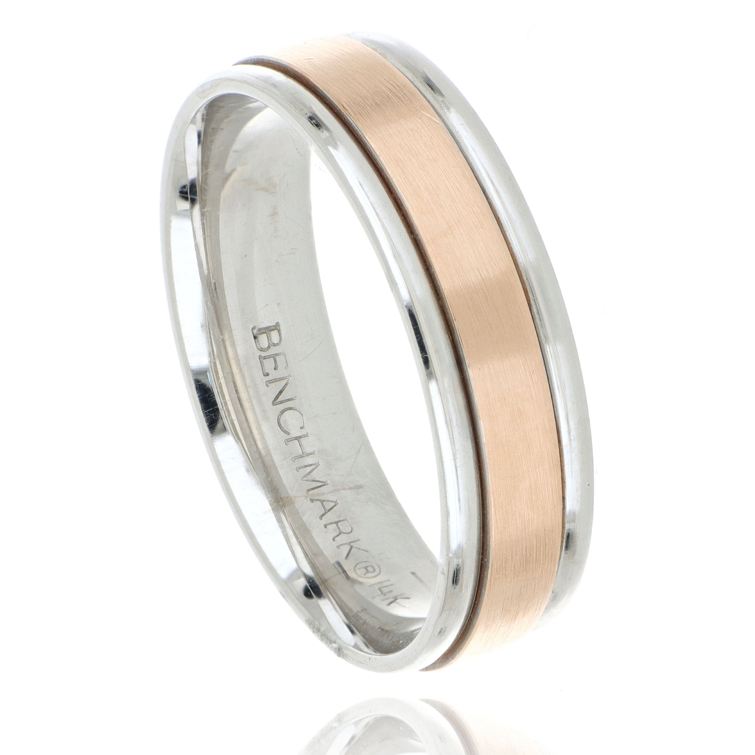 14k Rose and White Gold Men's Wedding Band - Charles Koll Jewelers