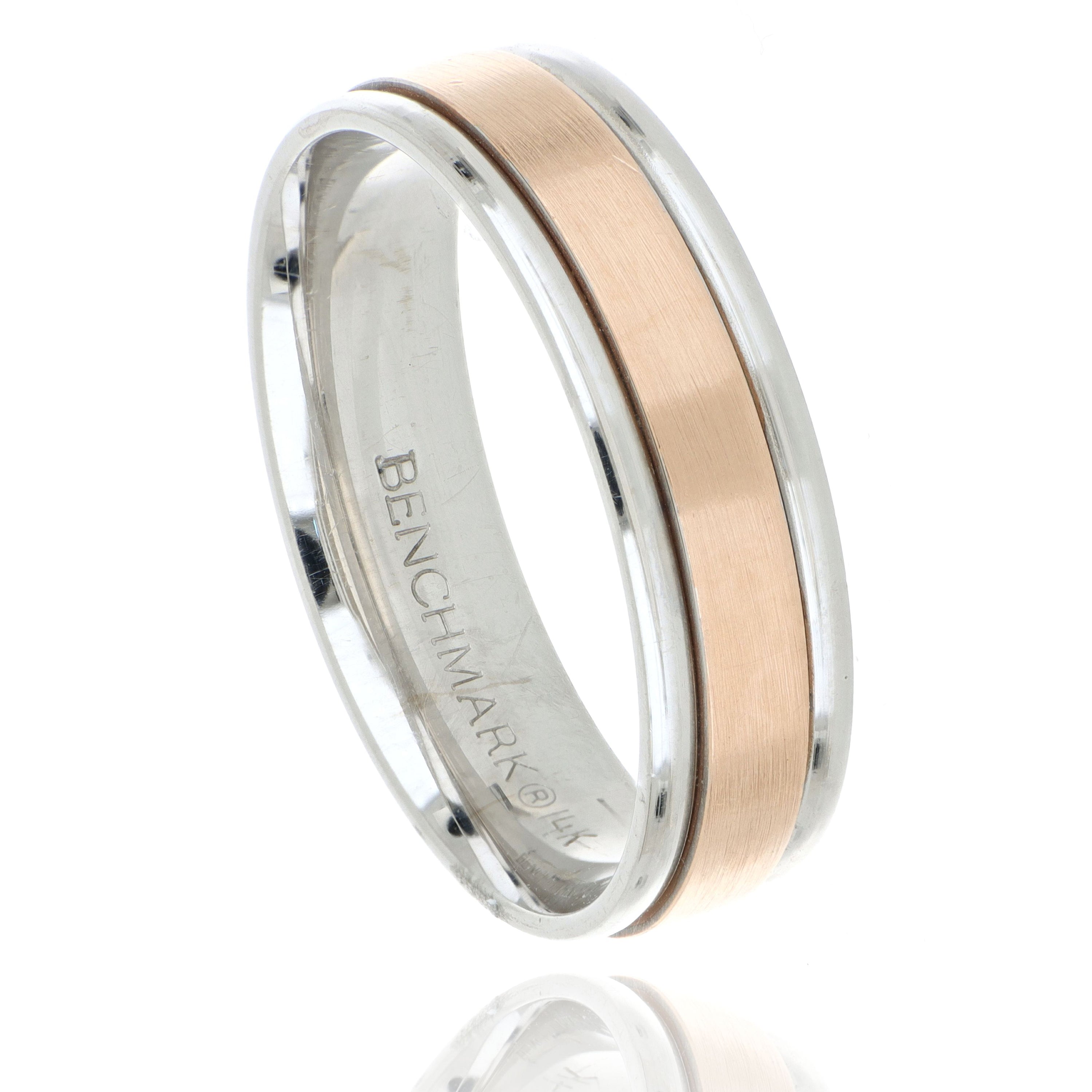 14k Rose and White Gold Men's Wedding Band - Charles Koll Jewelers