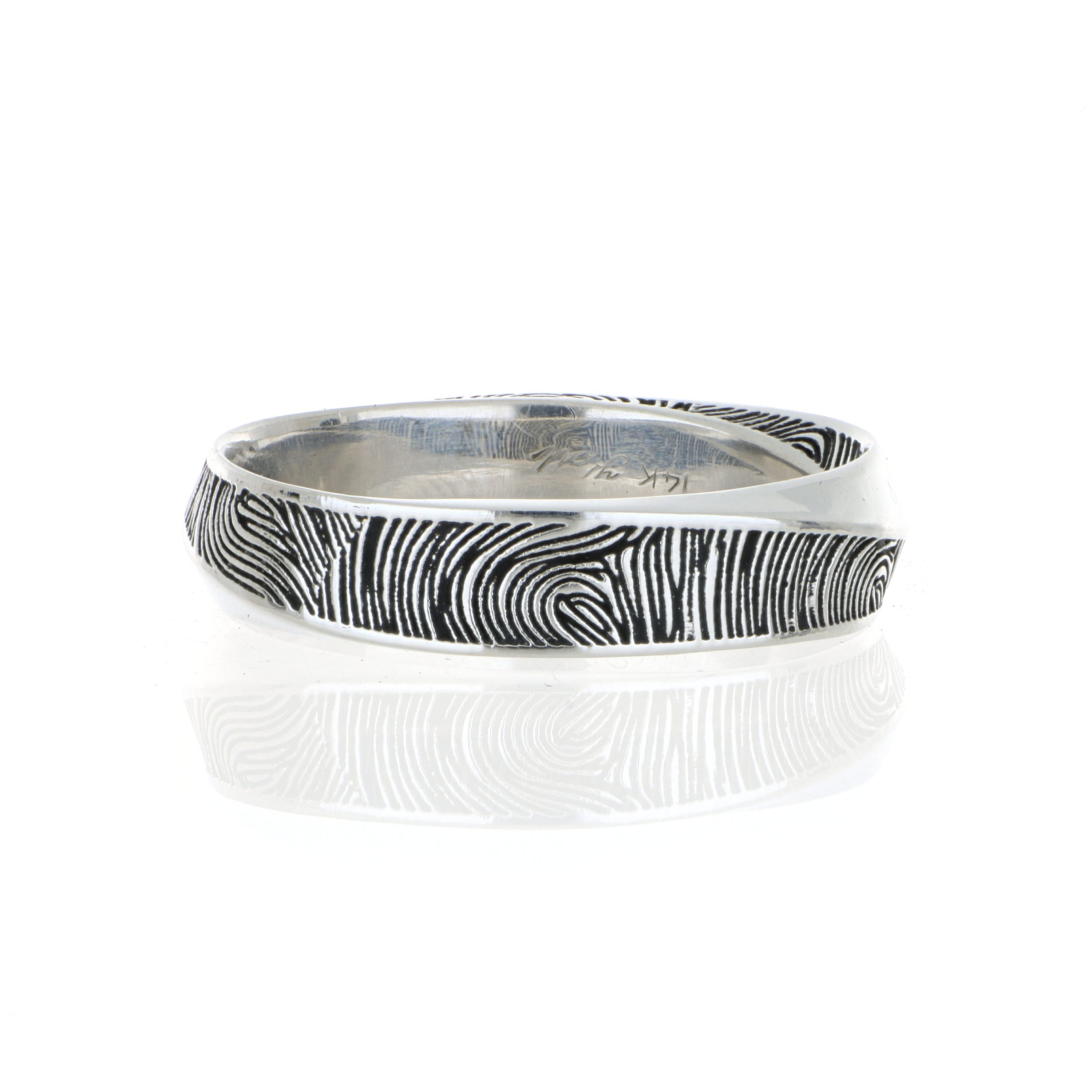 14k White Gold Fingerprint Mobius Men's Ring