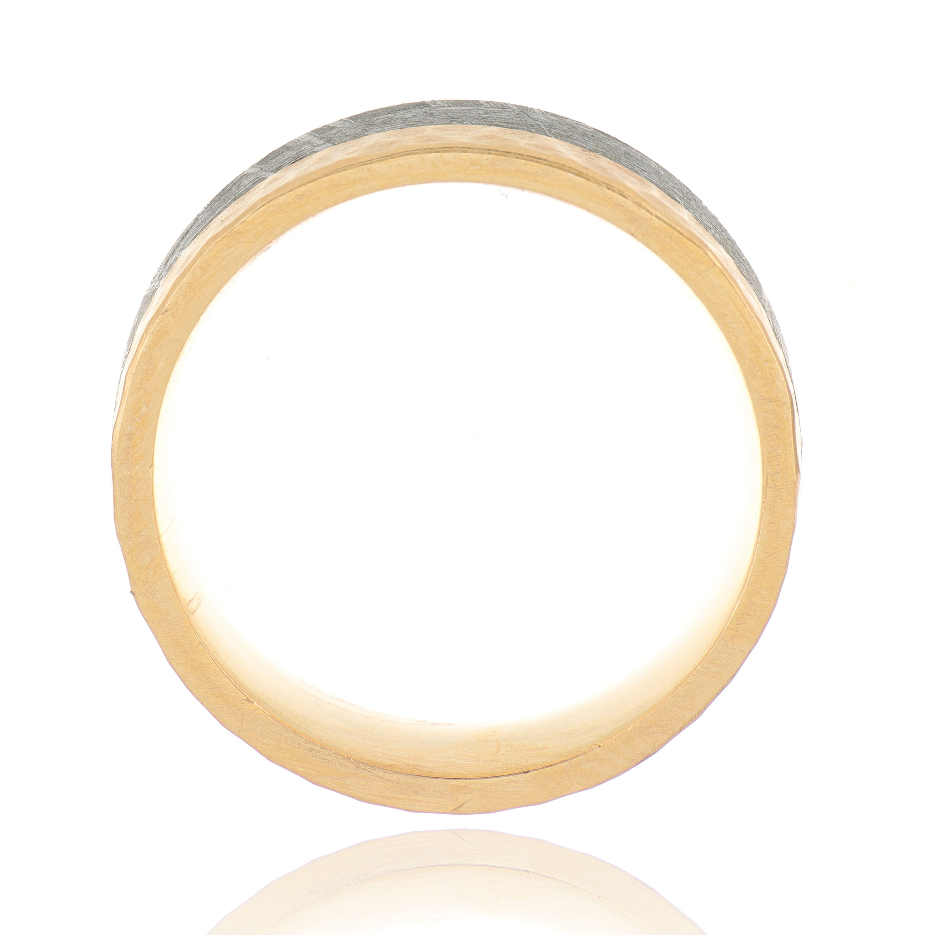 18k Rose Gold and Meteorite Men's Wedding Band - Charles Koll Jewelers