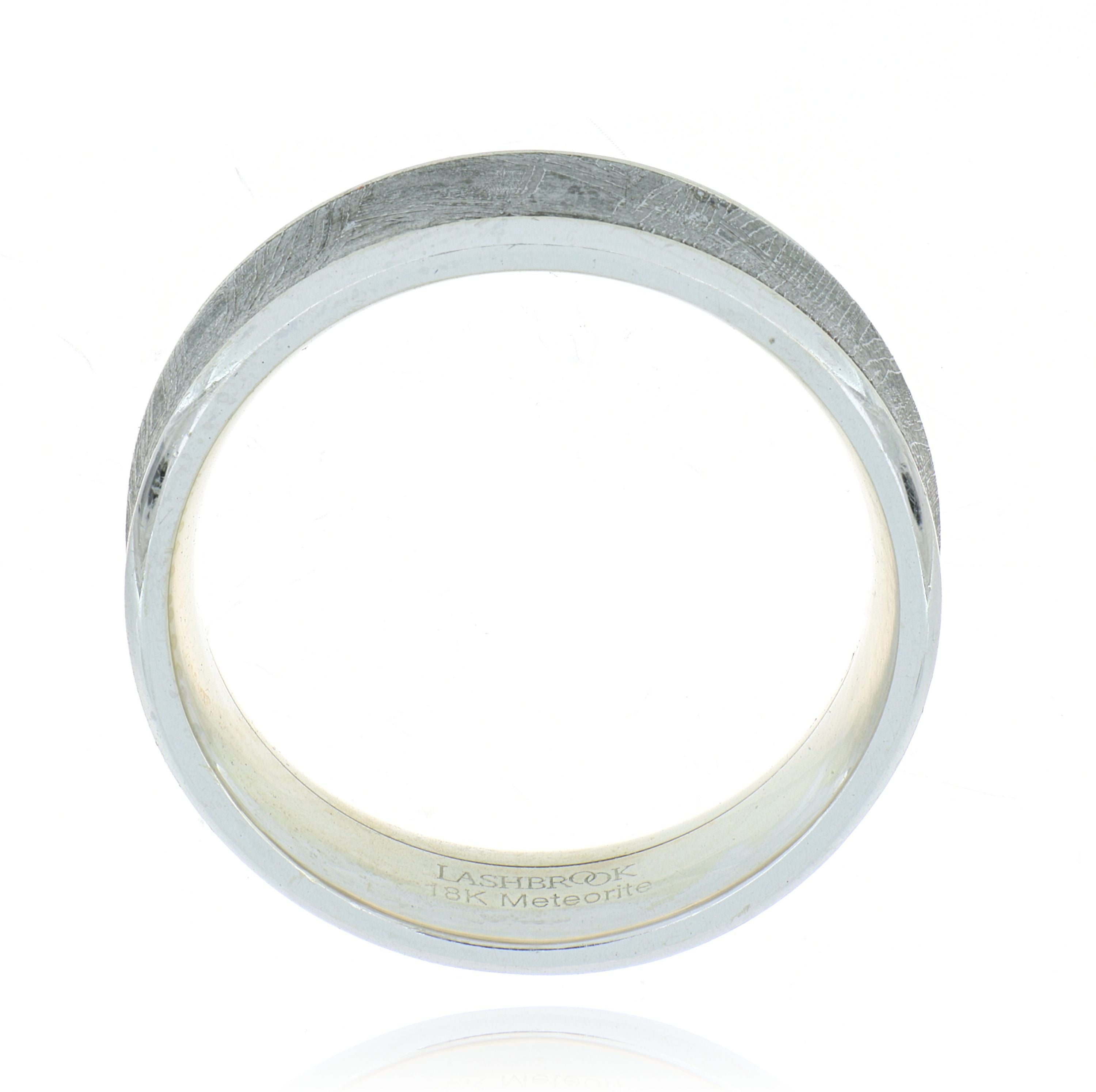 18k White Gold and Beveled Meteorite Men's Wedding Band - Charles Koll Jewelers