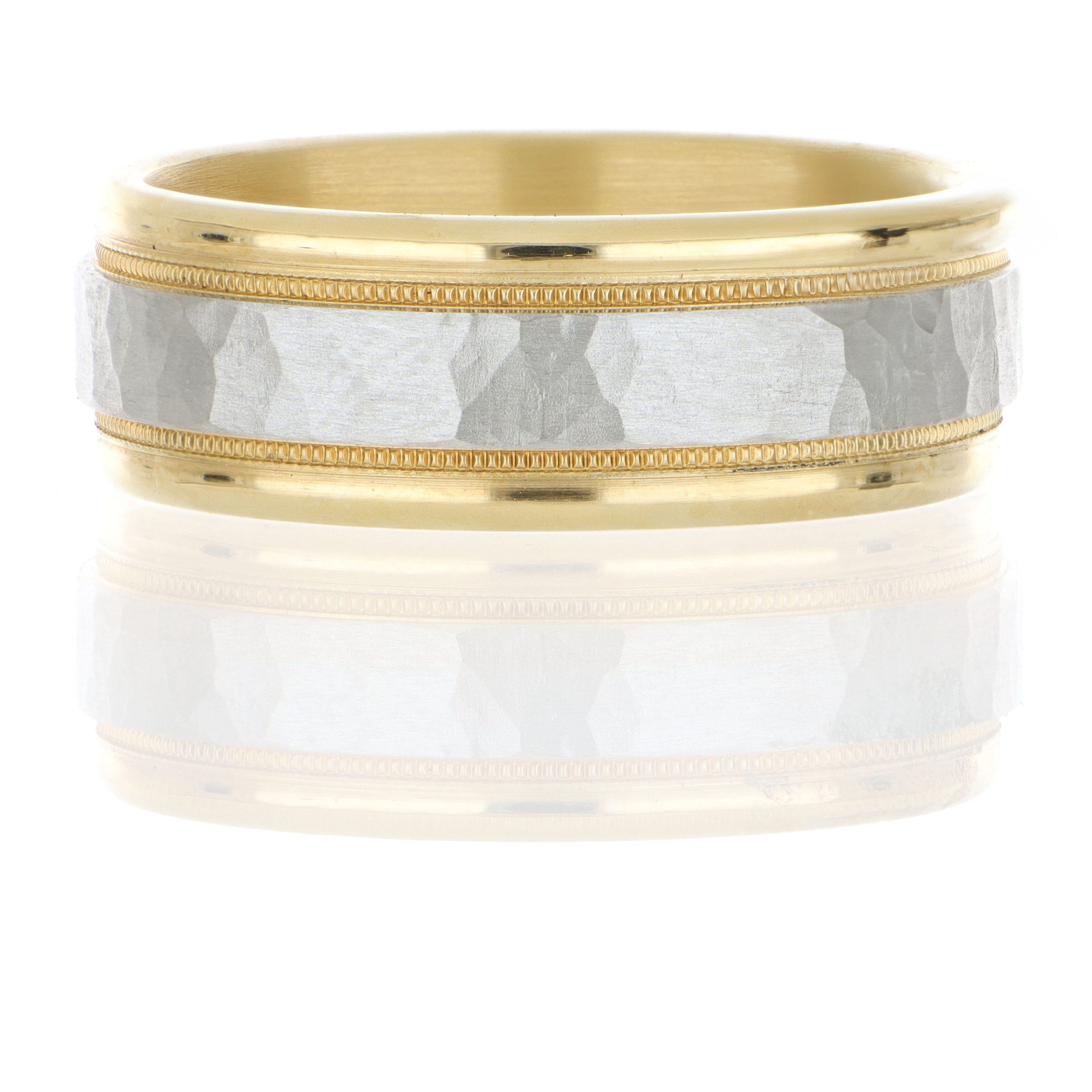 18k Yellow Gold and Platinum Men's Wedding Band - Charles Koll Jewelers