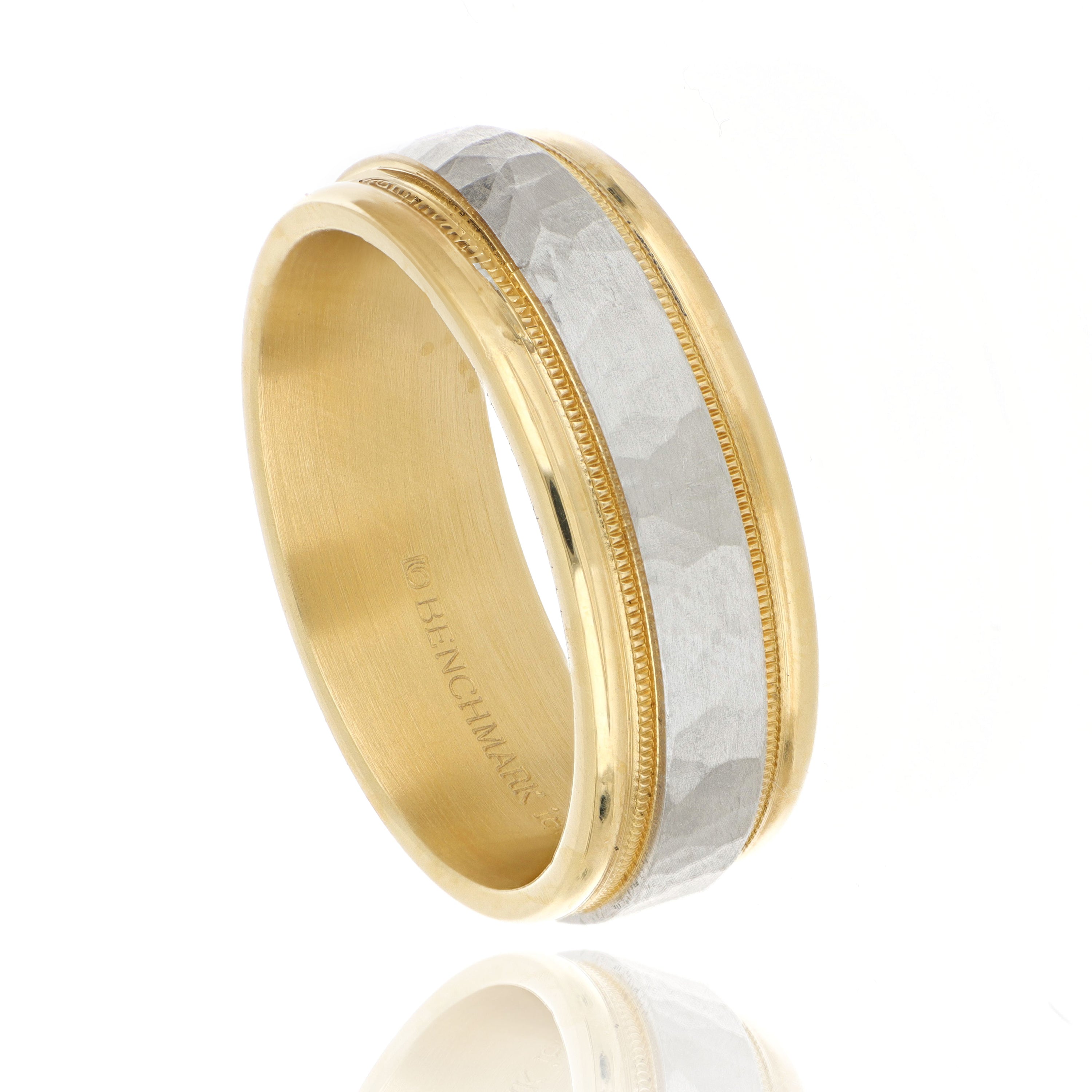 18k Yellow Gold and Platinum Men's Wedding Band - Charles Koll Jewelers