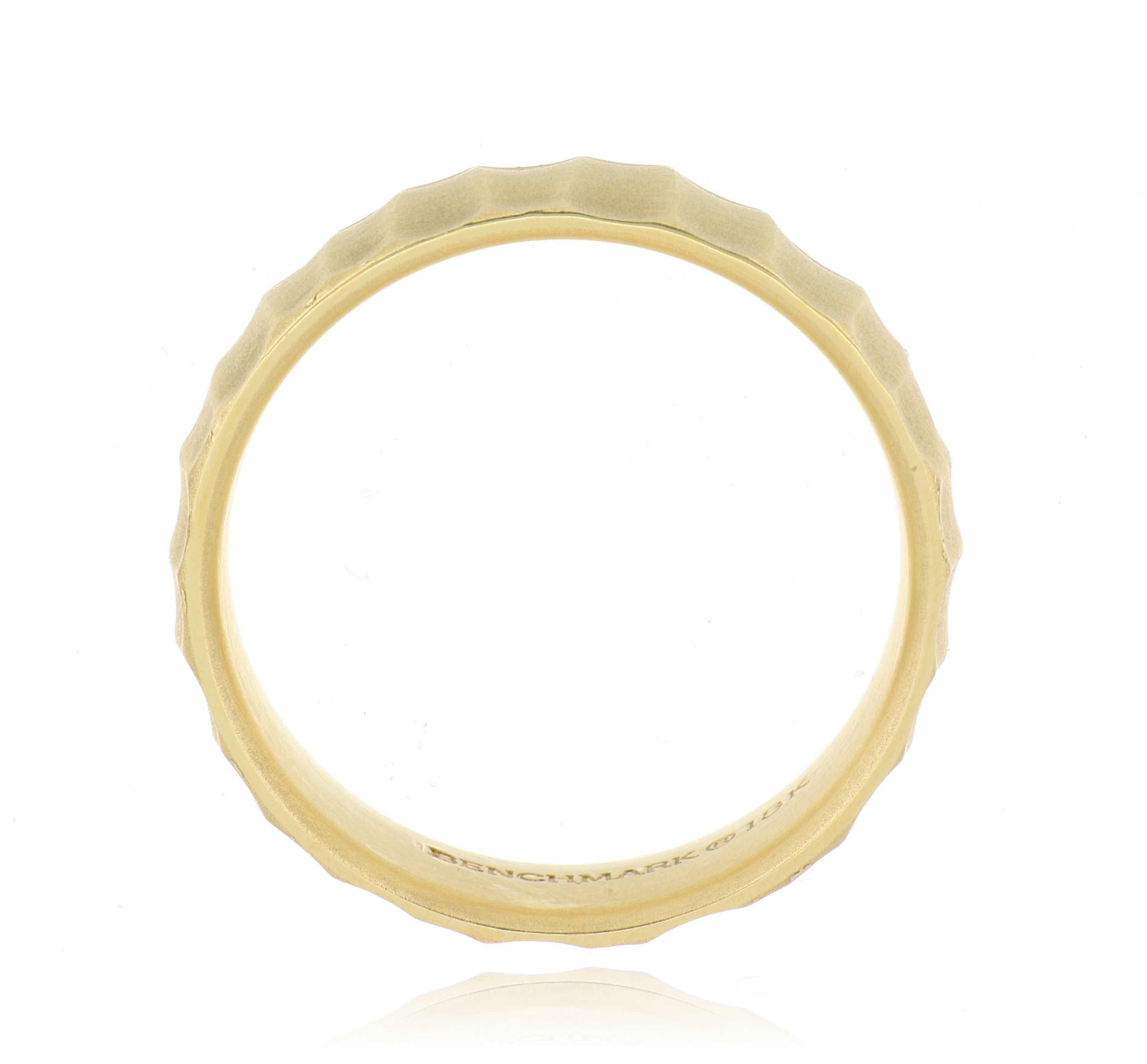 18k Yellow Gold Textured Men's Wedding Band - Charles Koll Jewelers