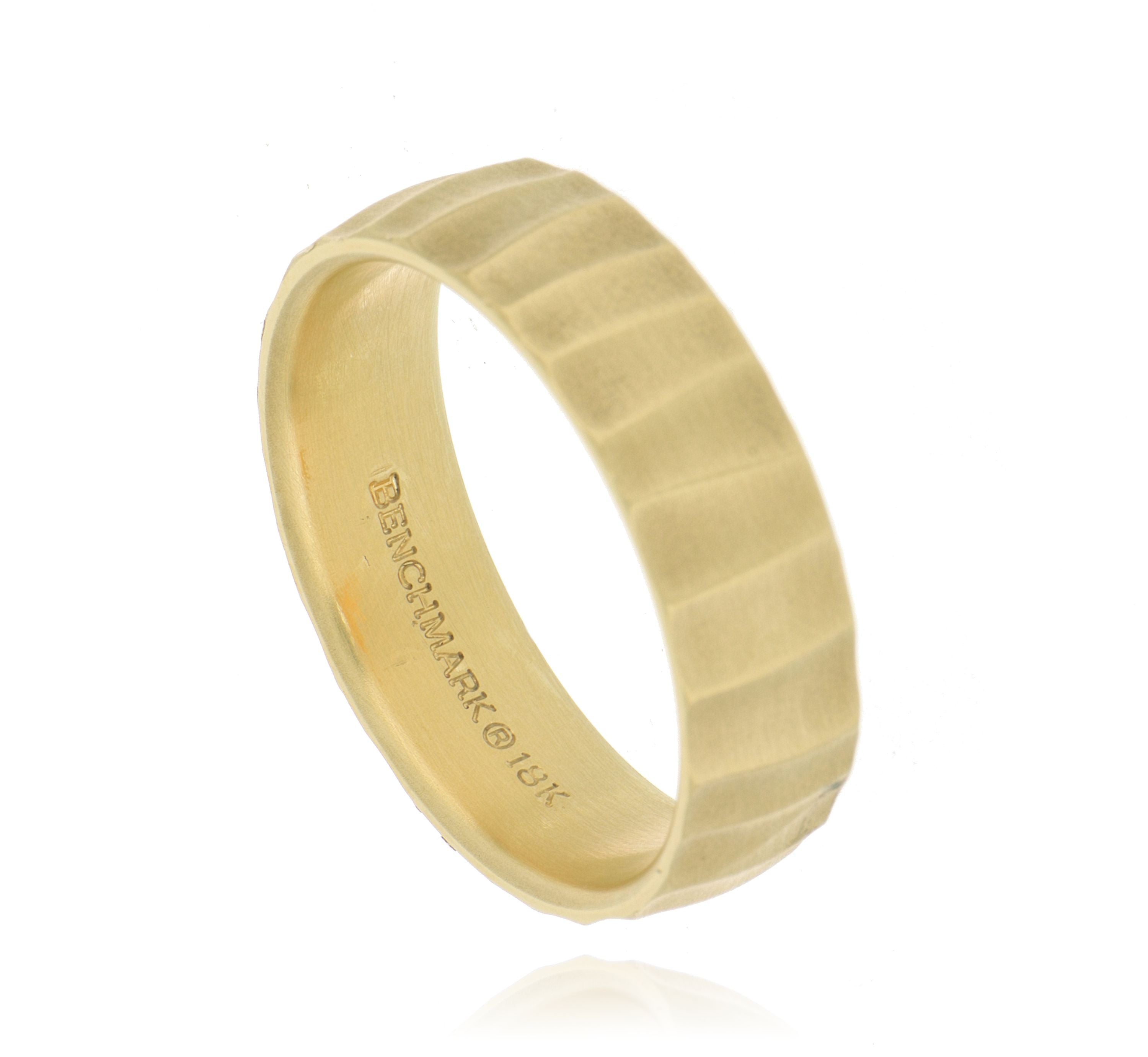 18k Yellow Gold Textured Men's Wedding Band - Charles Koll Jewelers