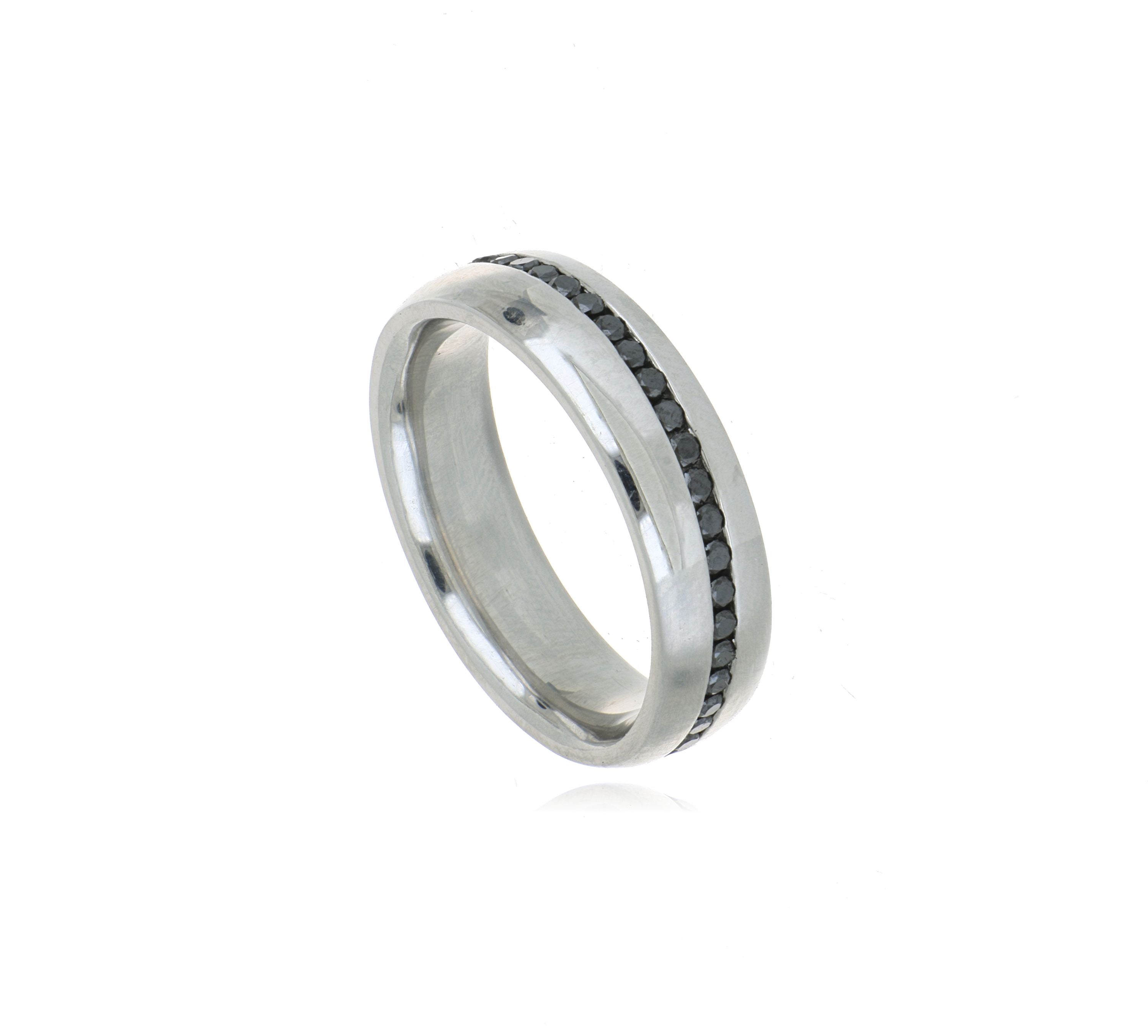 Platinum Black Diamond Men's Wedding Band