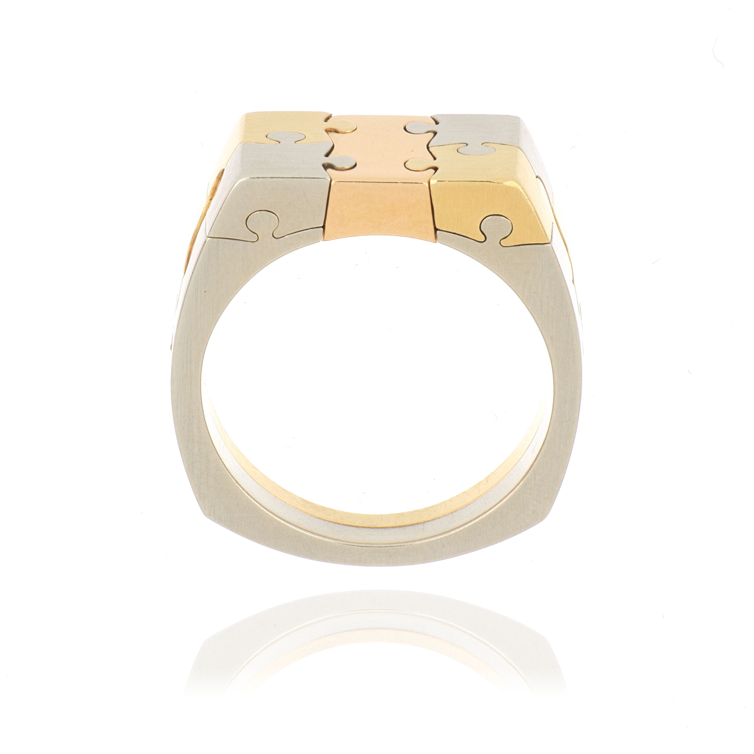 18k & 19k Yellow, White and Rose Gold Custom Working Puzzle Ring