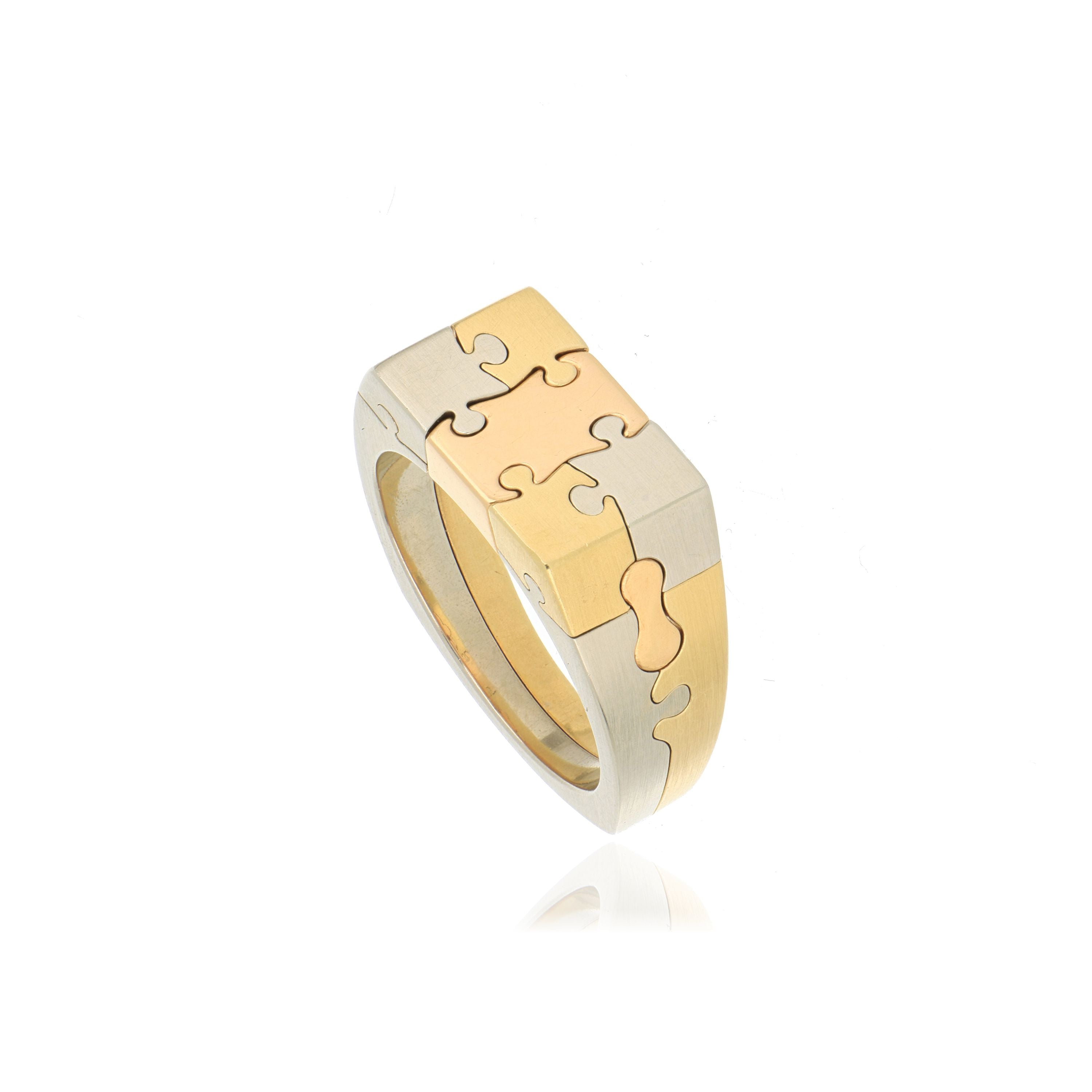 18k & 19k Yellow, White and Rose Gold Custom Working Puzzle Ring