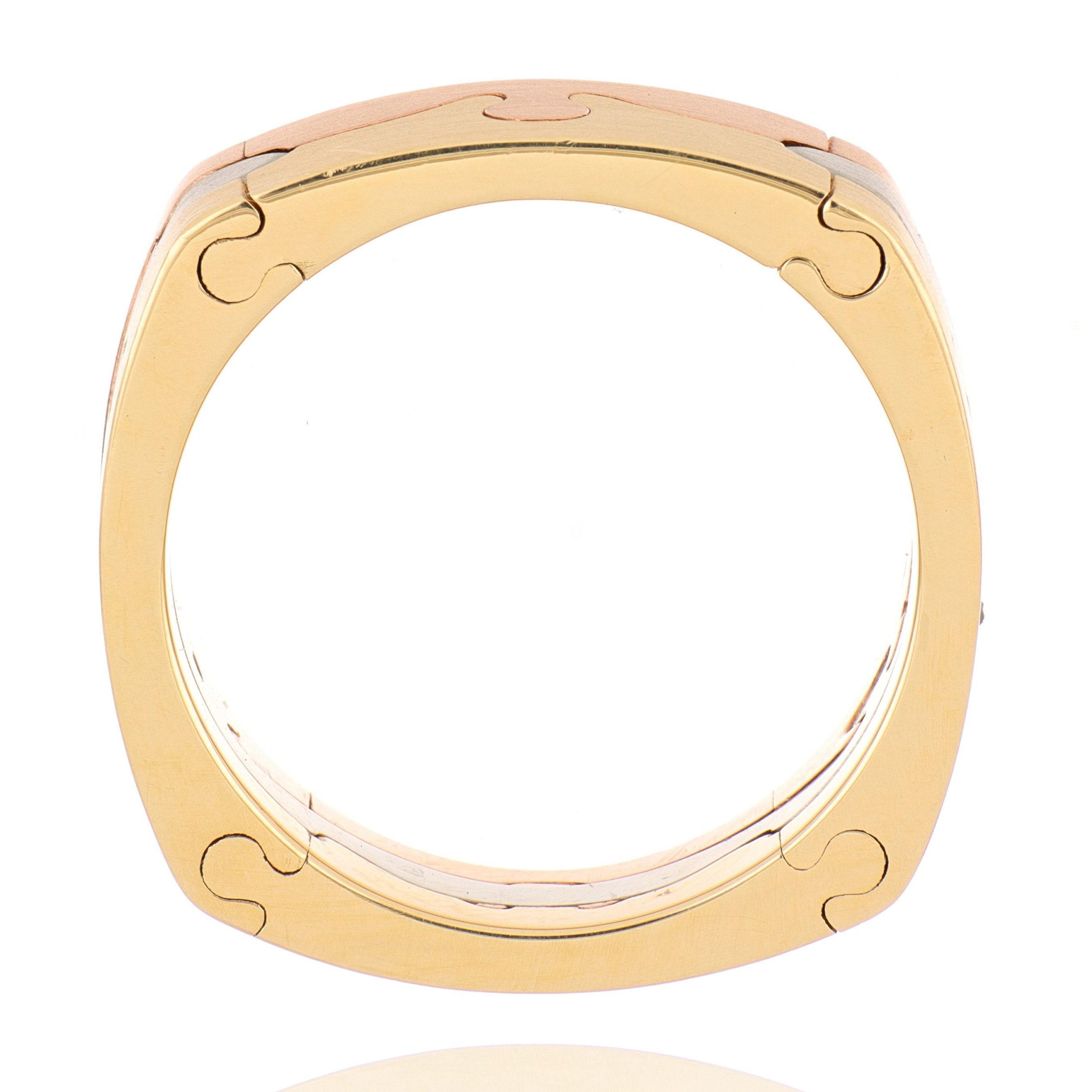 18k 3-Tone Men's Custom Puzzle Wedding Band - Charles Koll Jewelers