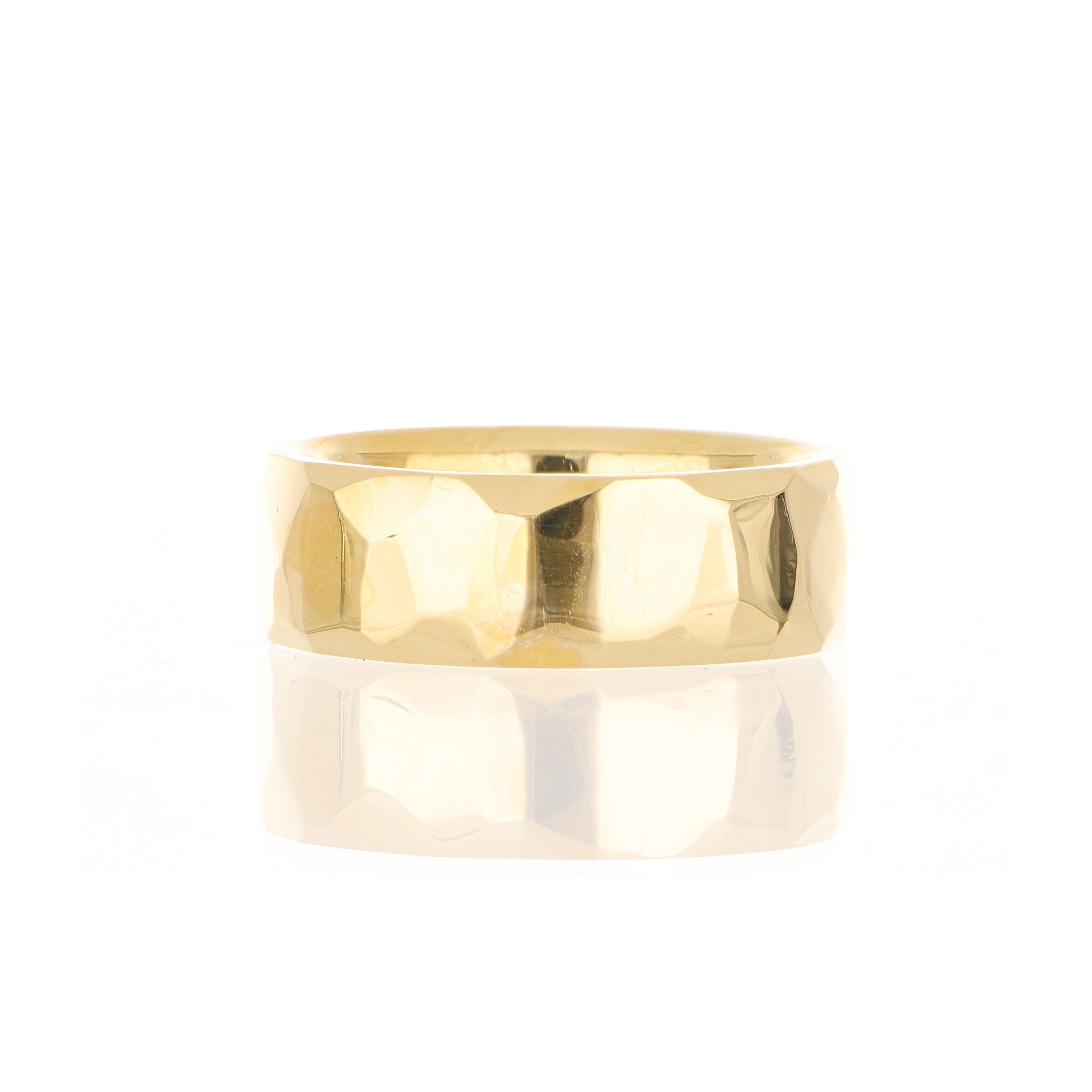 18k Yellow Gold Facet Finish Men's Wedding Band