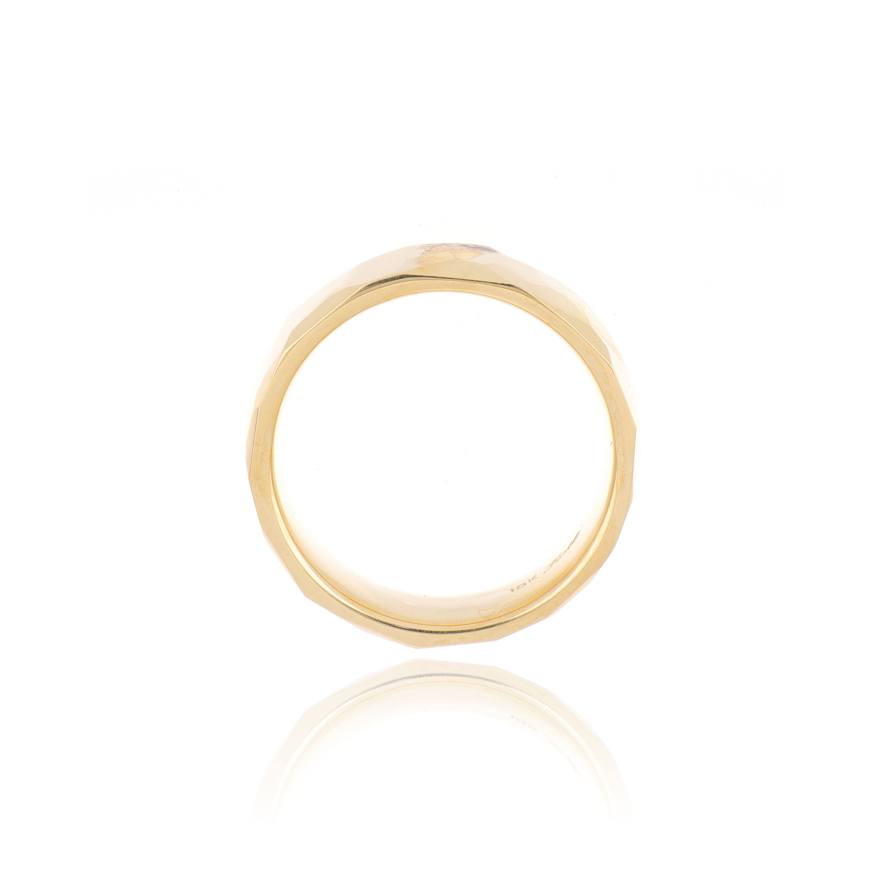 18k Yellow Gold Facet Finish Men's Wedding Band