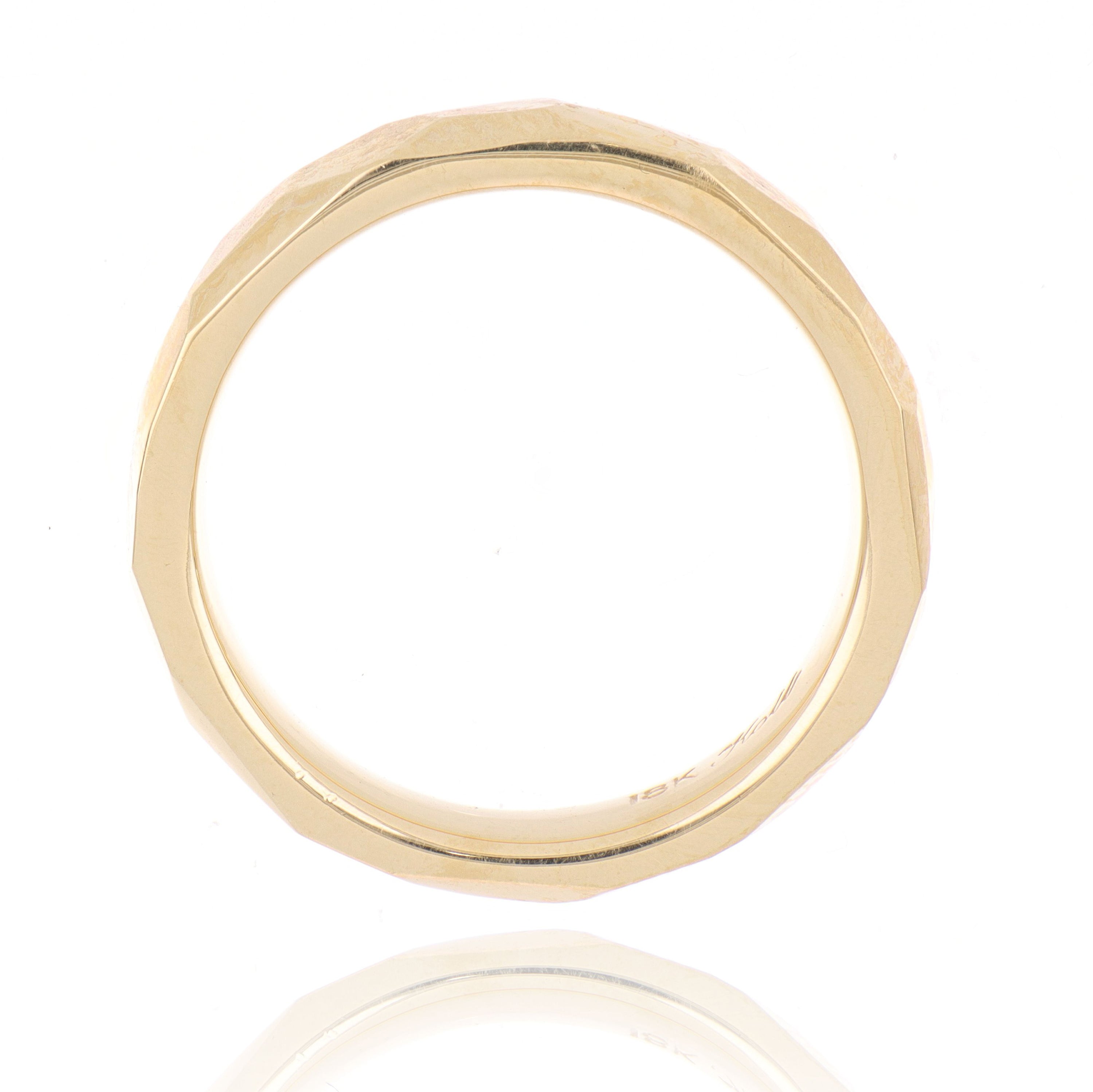 18k Yellow Gold Facet Finish Men's Wedding Band - Charles Koll Jewelers