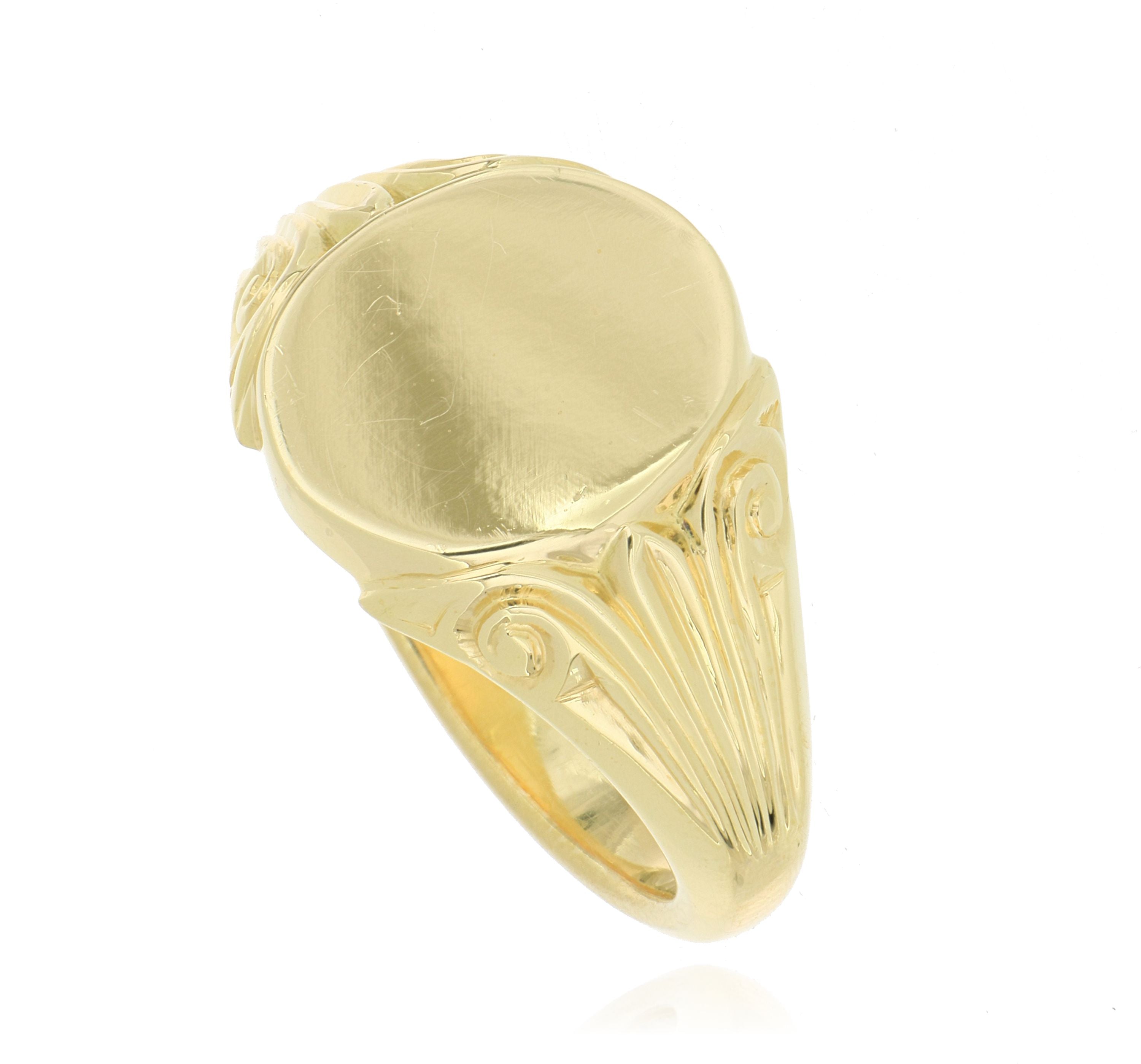 18k Yellow Gold Die Struck Men's Fashion Ring - Charles Koll Jewelers