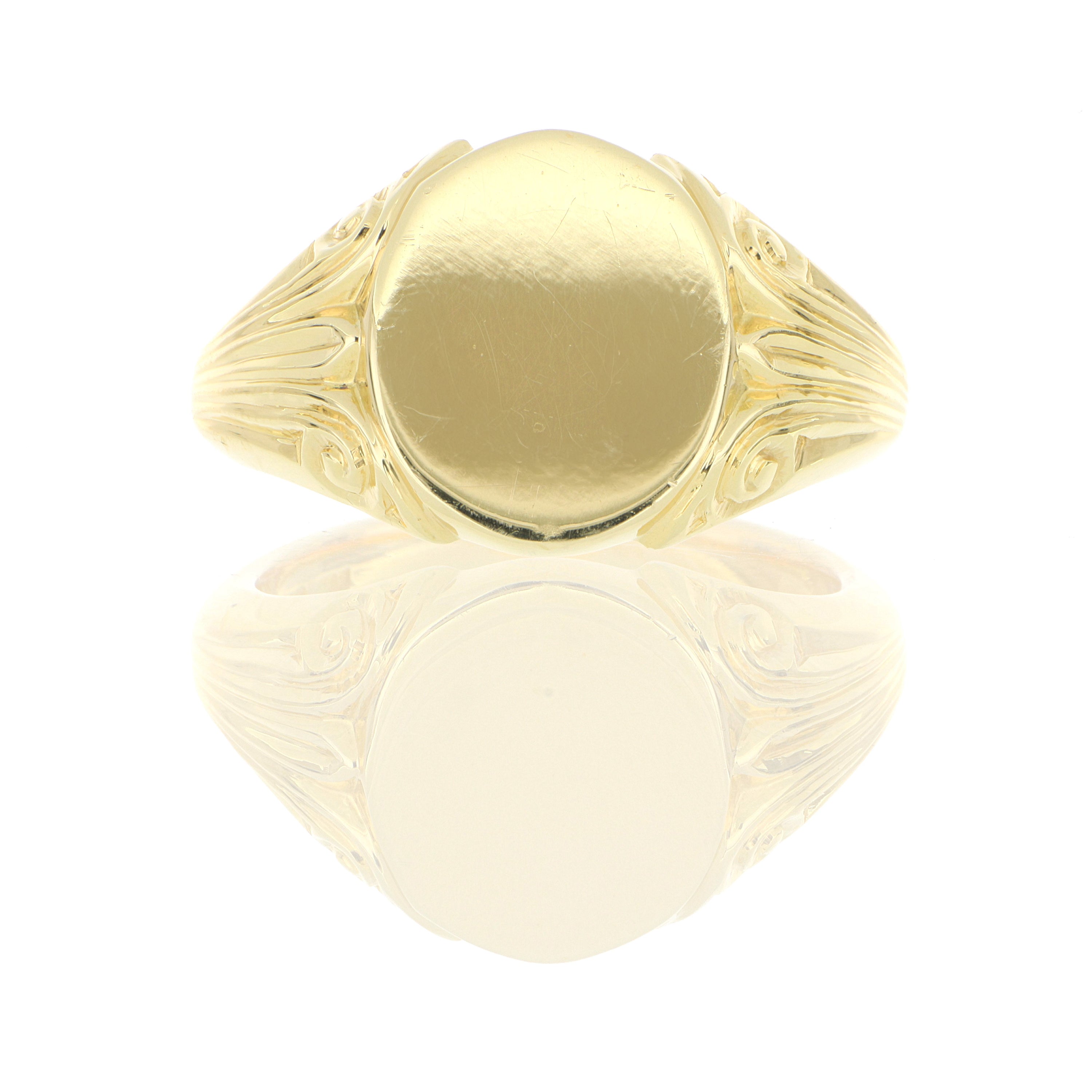 18k Yellow Gold Die Struck Men's Fashion Ring - Charles Koll Jewelers