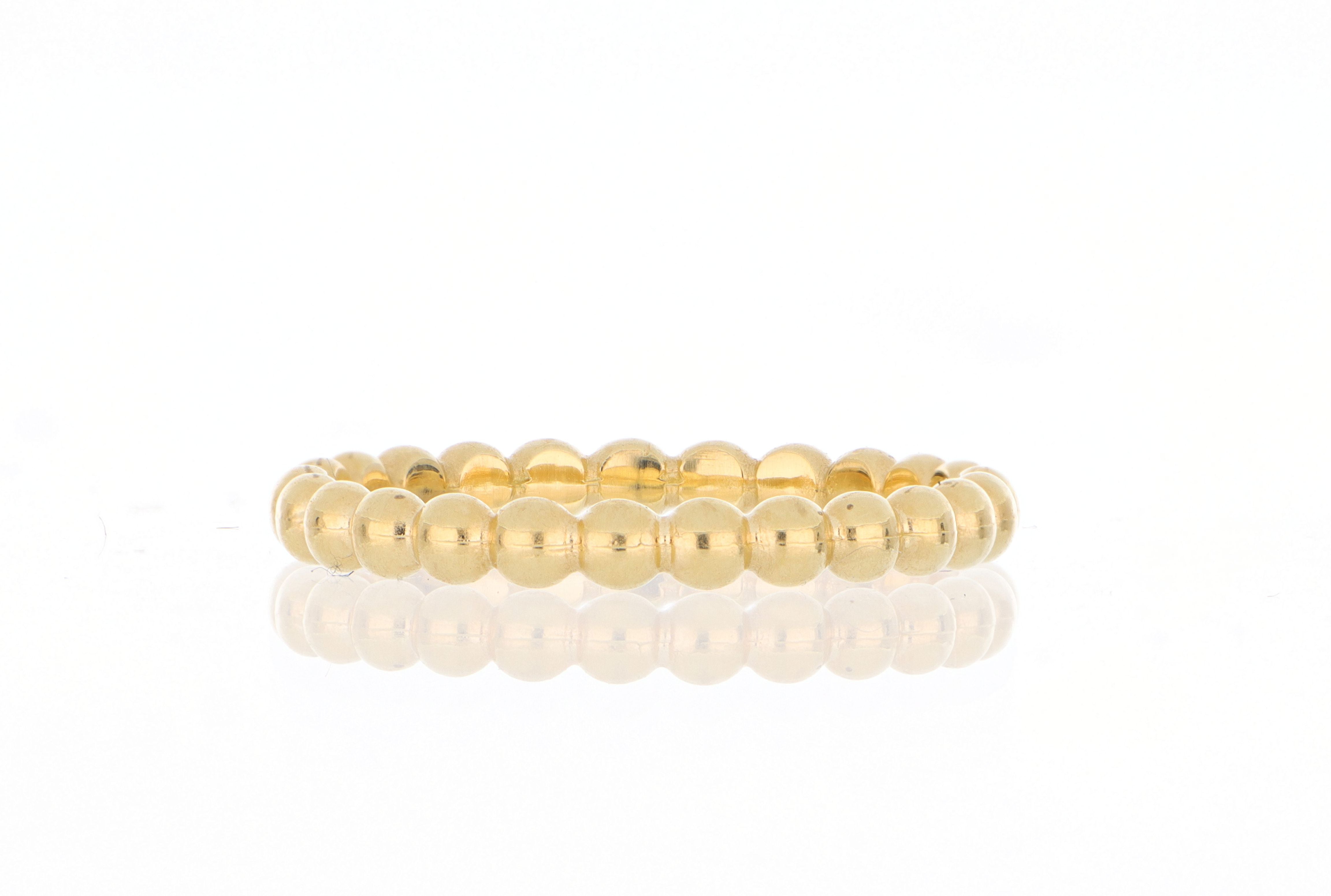 18k Yellow Gold Beaded Stackable Ring - Charles Koll Jewelers