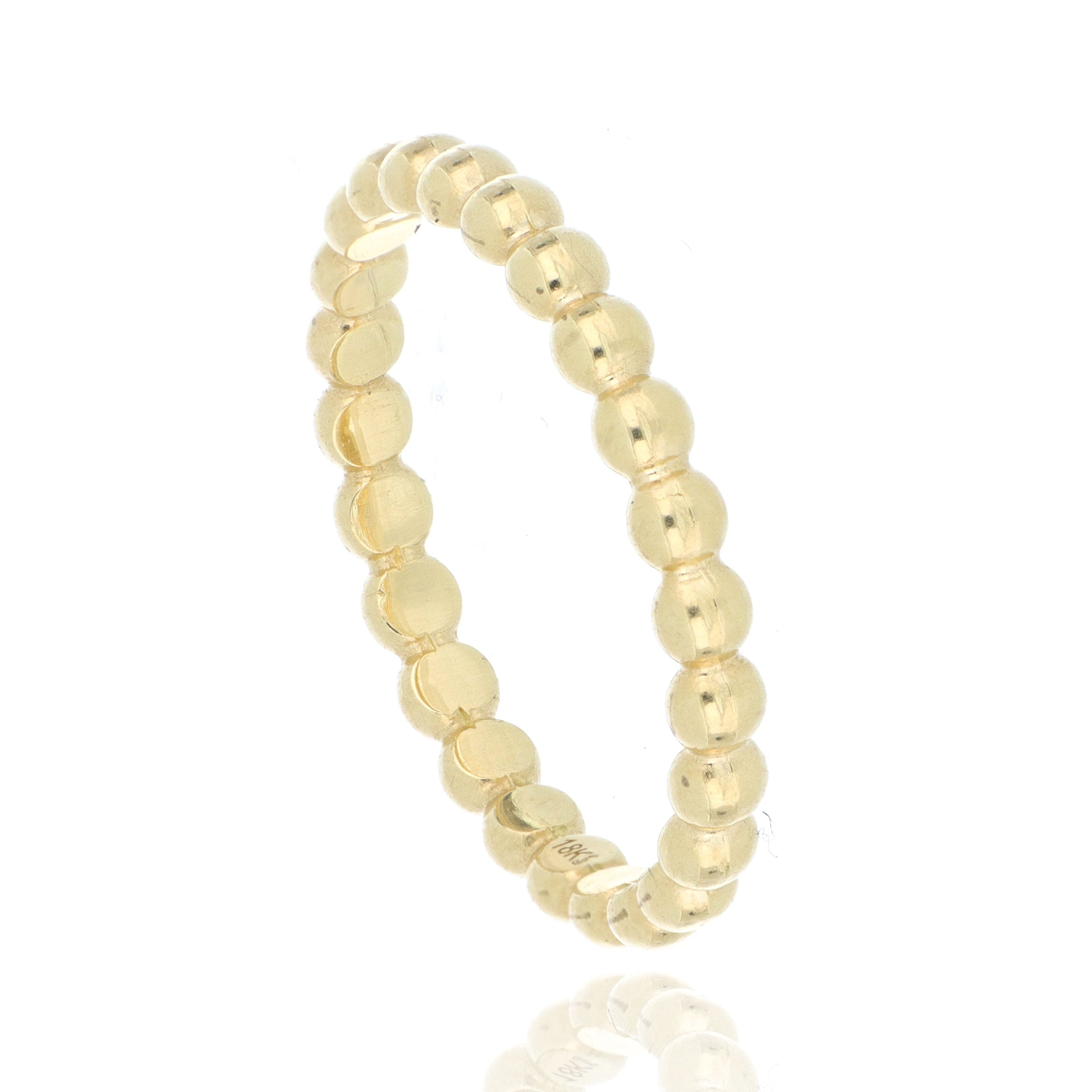 18k Yellow Gold Beaded Stackable Ring - Charles Koll Jewelers