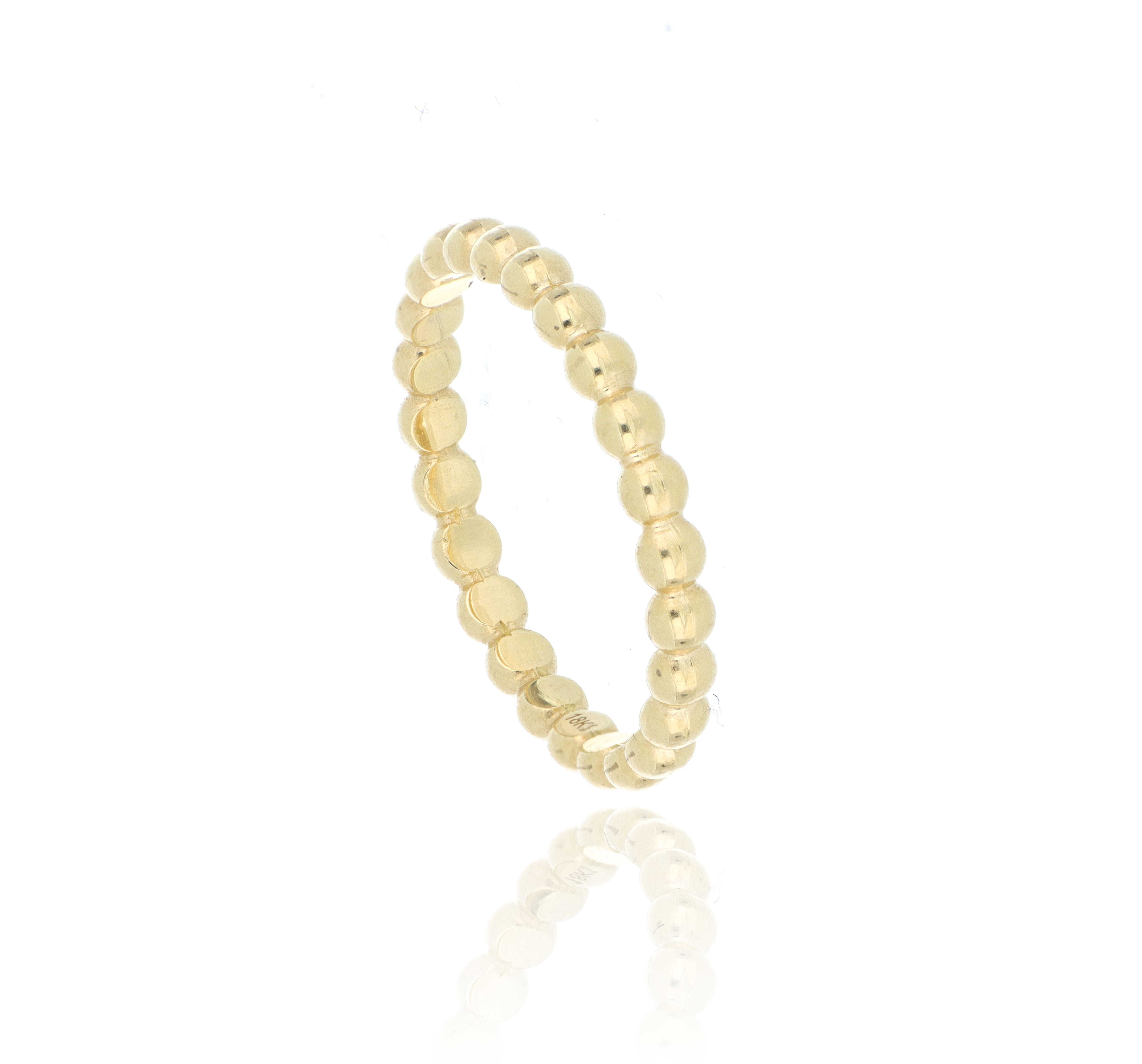 18k Yellow Gold Beaded Stackable Ring - Charles Koll Jewelers