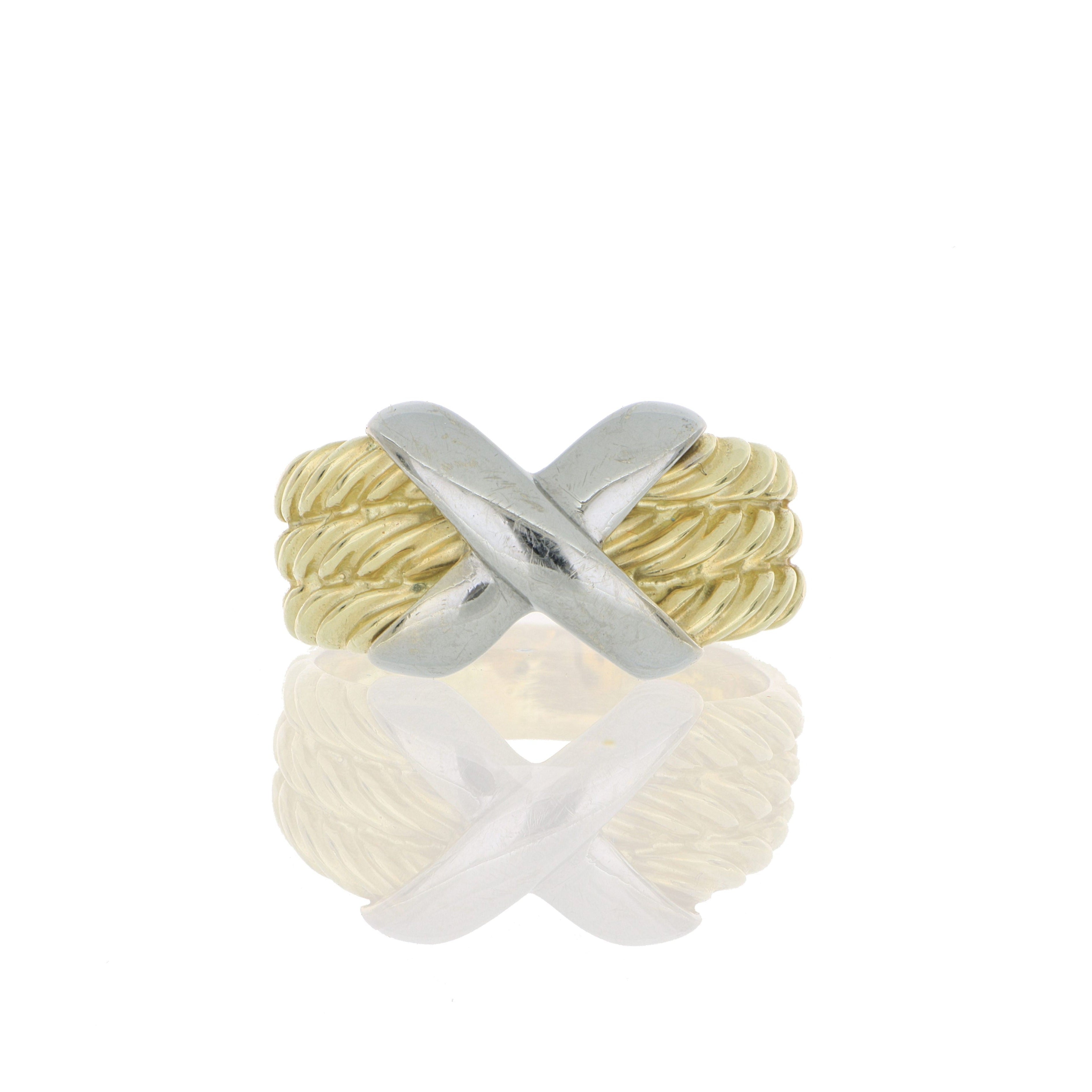 14k Two-Tone Vintage David Yurman Cable Classics X Crossover Ring