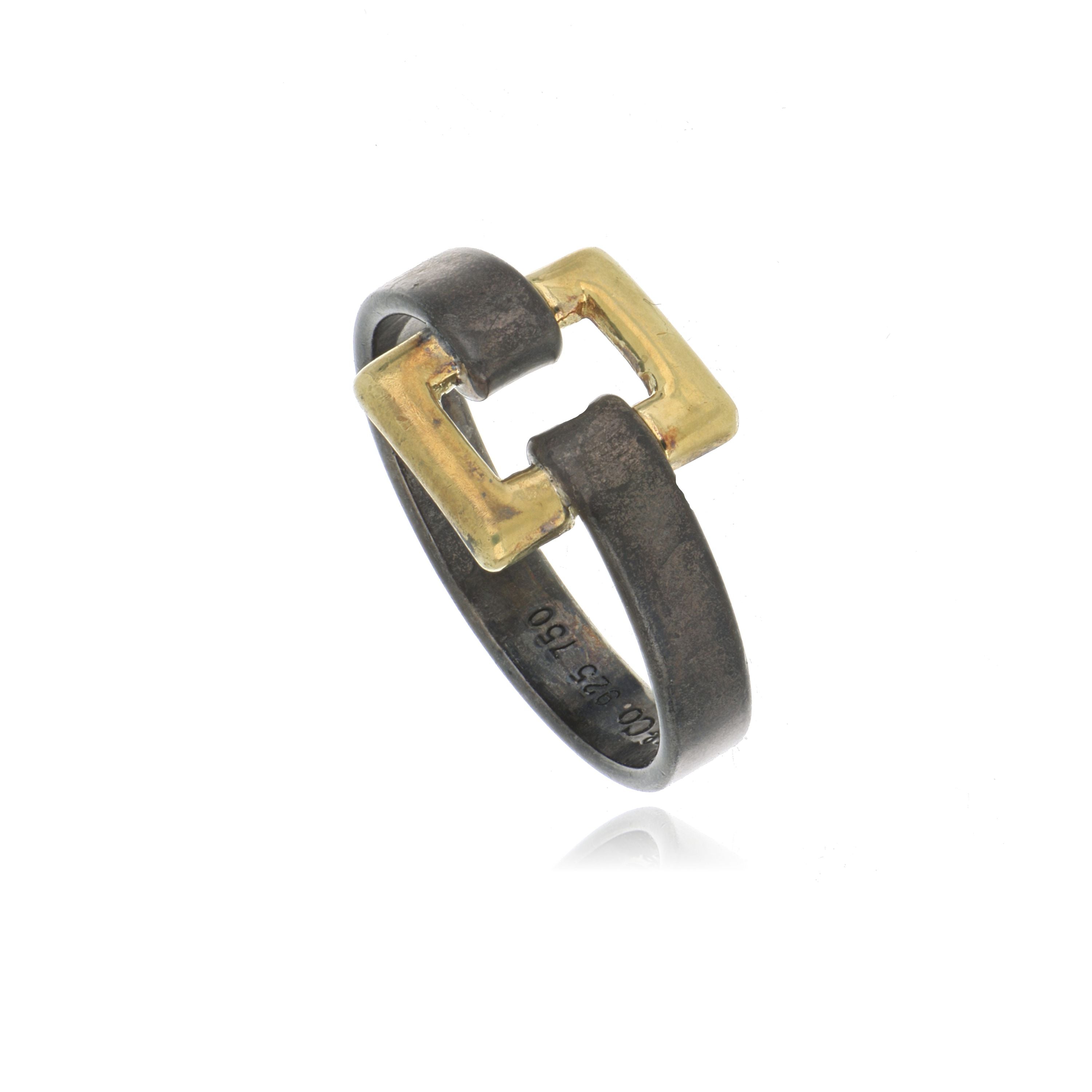 Tiffany & Co. 18k Yellow Gold and Oxidized Silver Ring