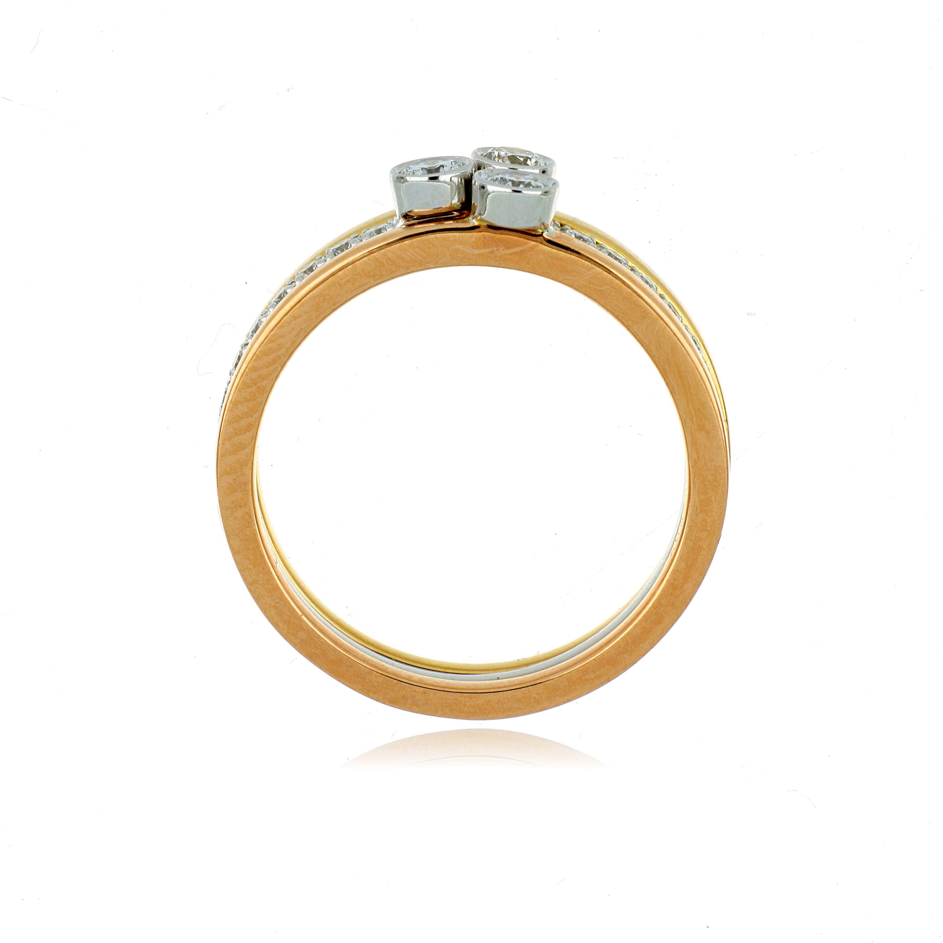 18k 3 Tone Stackable Solitaire Rings
