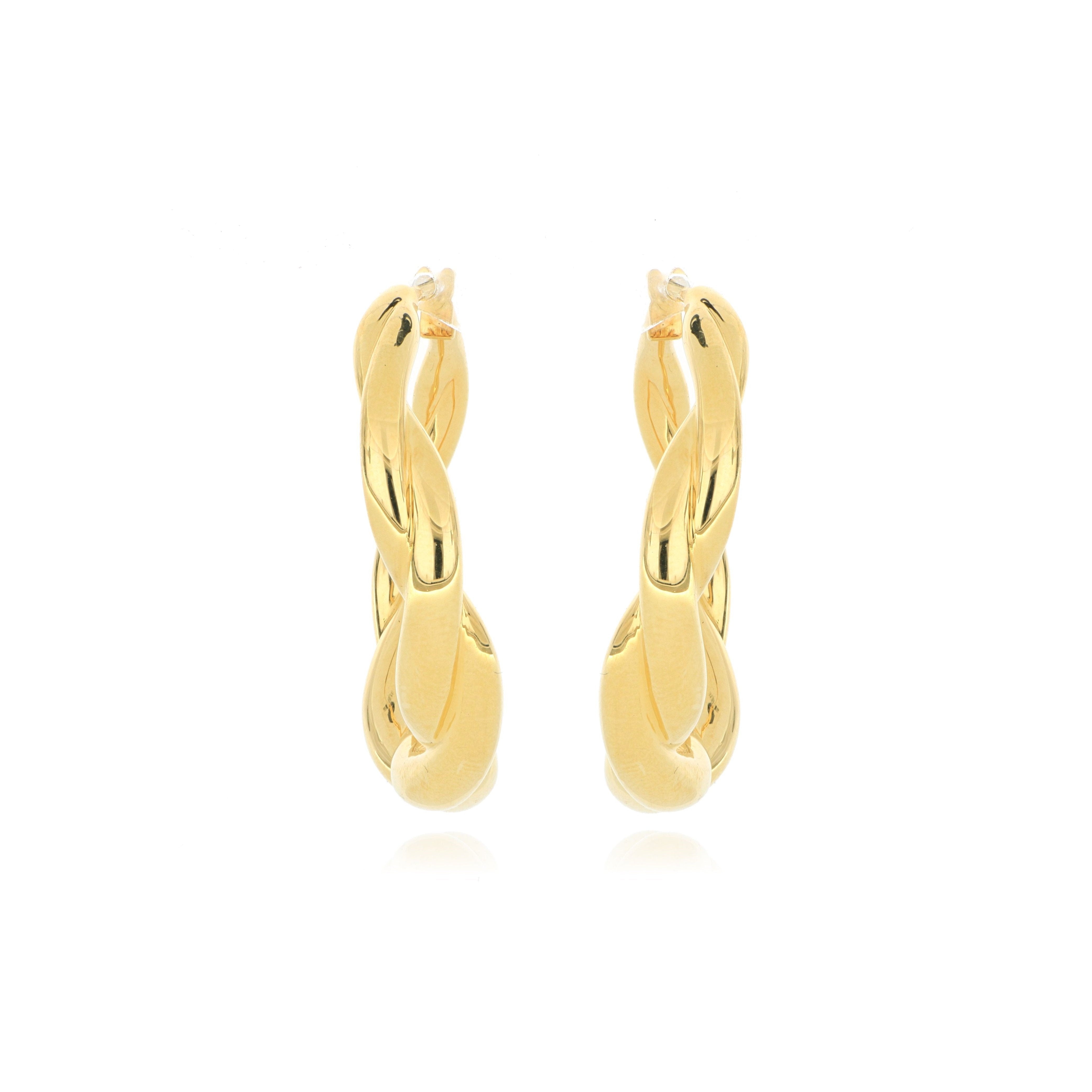 18k Yellow Gold Twisted Medium Hoops