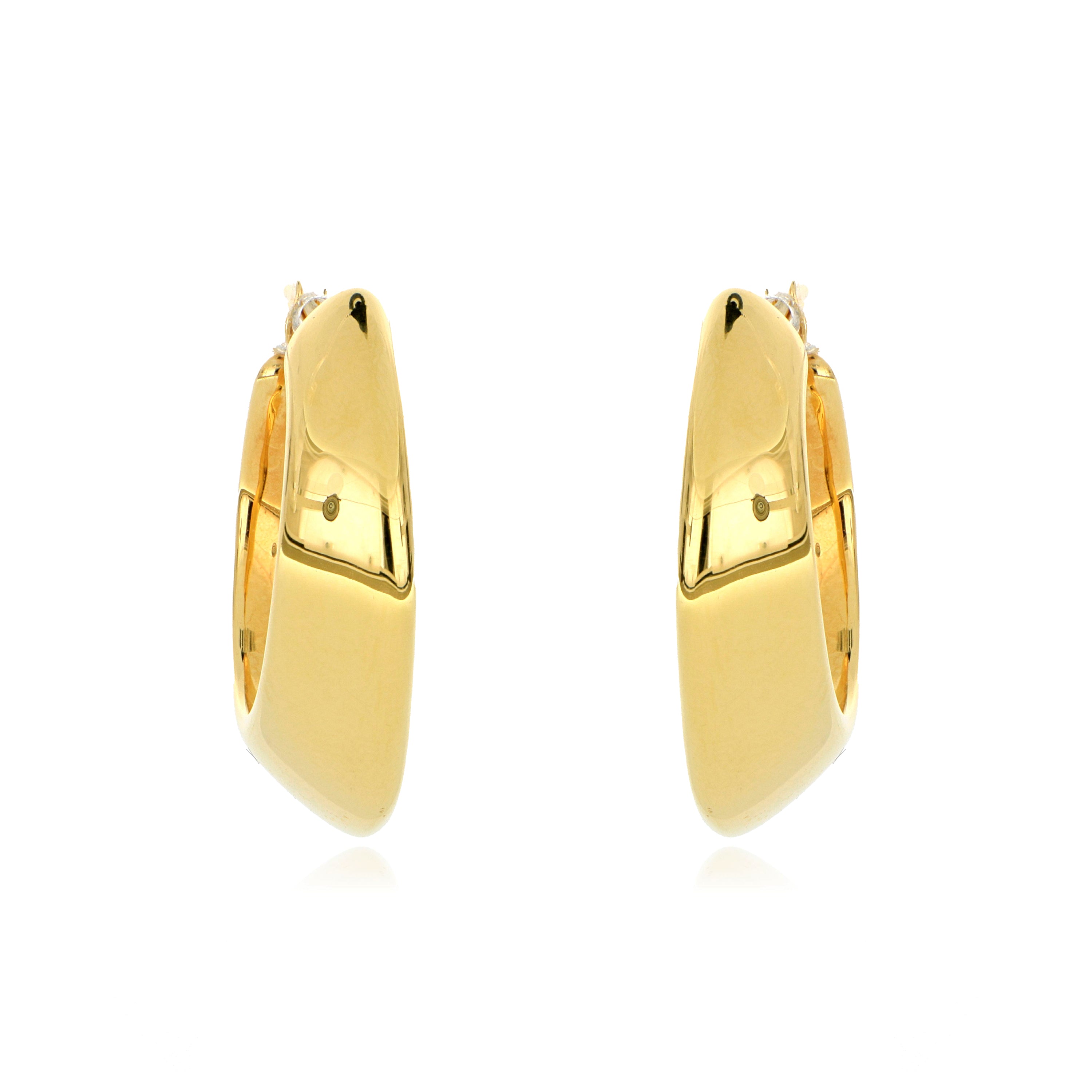 18k Yellow Gold Tapered Hoop Earrings
