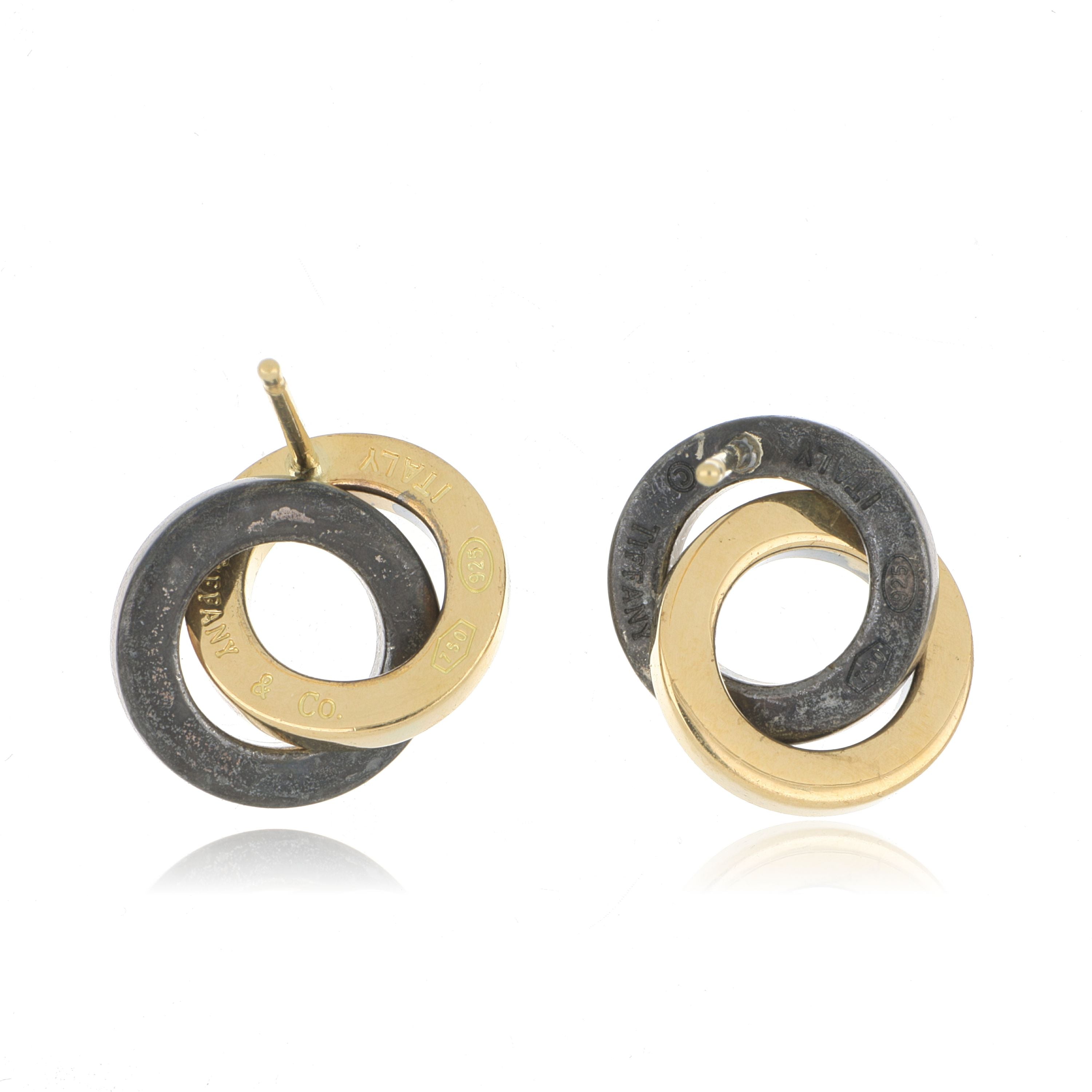 Tiffany & Co. 18k Yellow Gold and Oxidized Silver Earrings