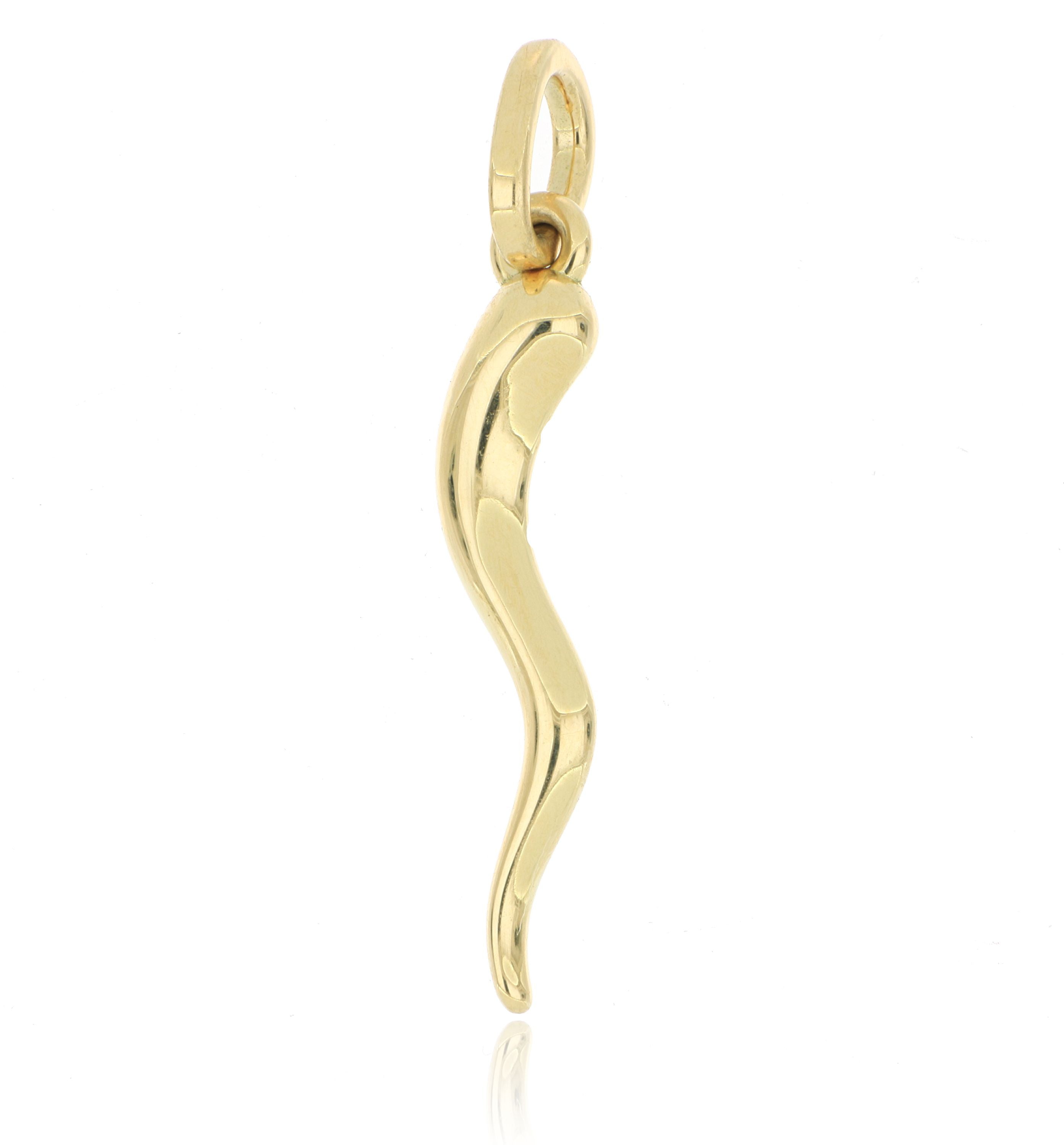 18k Yellow Gold Italian Horn Pendant (sm)