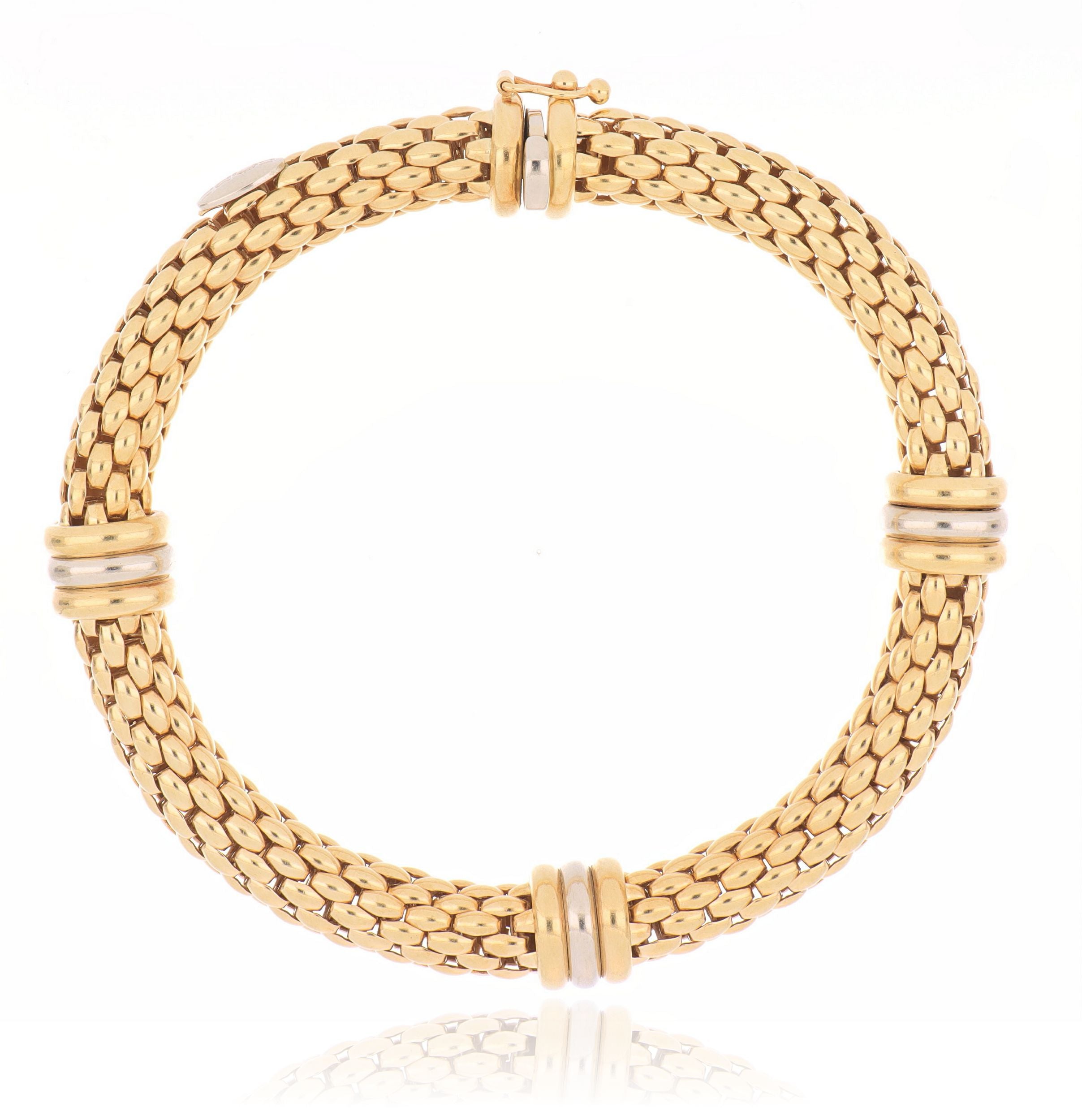 18k Two-tone Flexible Bracelet - Charles Koll Jewelers