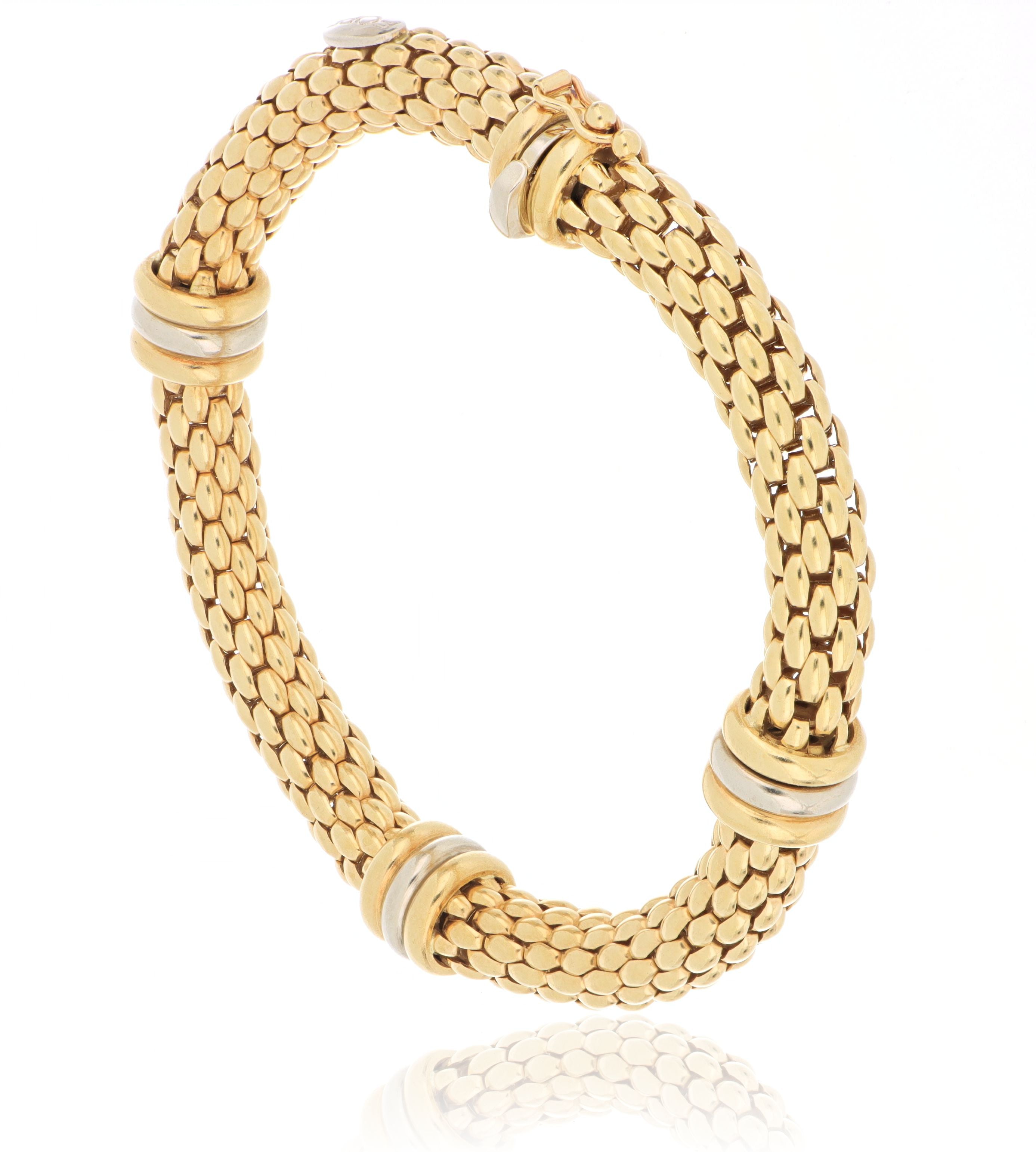 18k Two-tone Flexible Bracelet - Charles Koll Jewelers