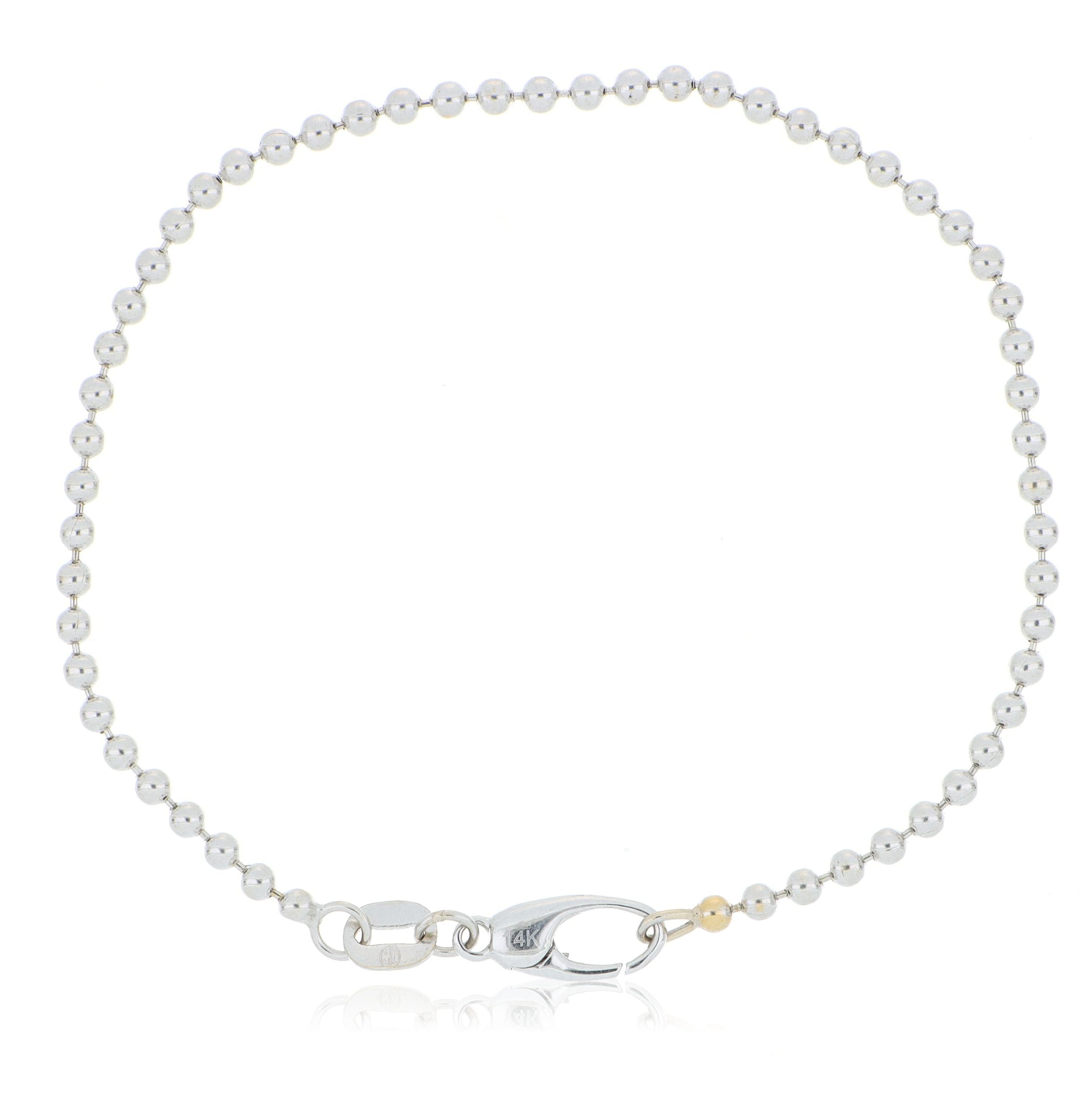 14k White Gold Tiny Ball Bracelet - Charles Koll Jewelers