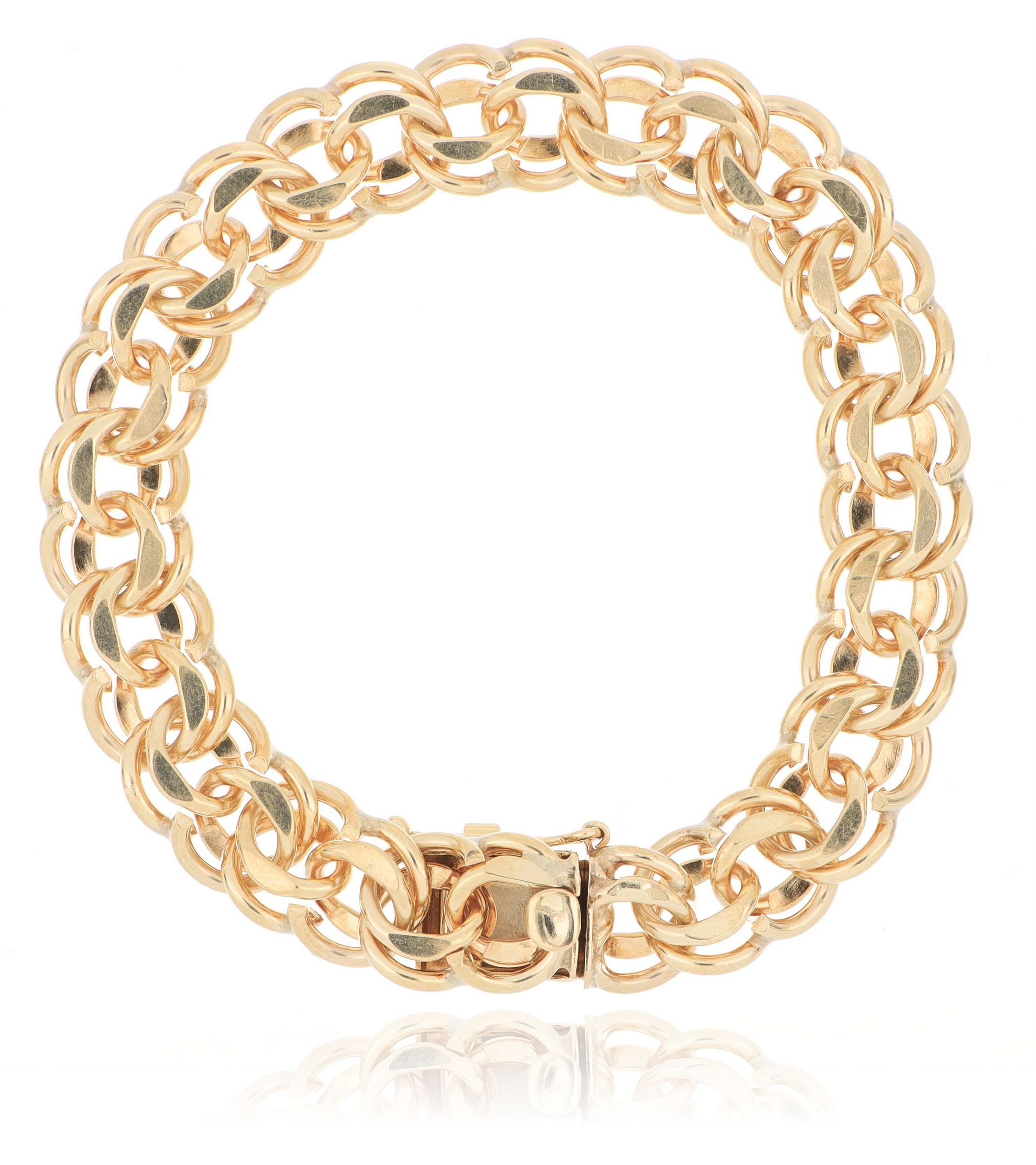 14k Yellow Gold Double Curb Bracelet - Charles Koll Jewelers