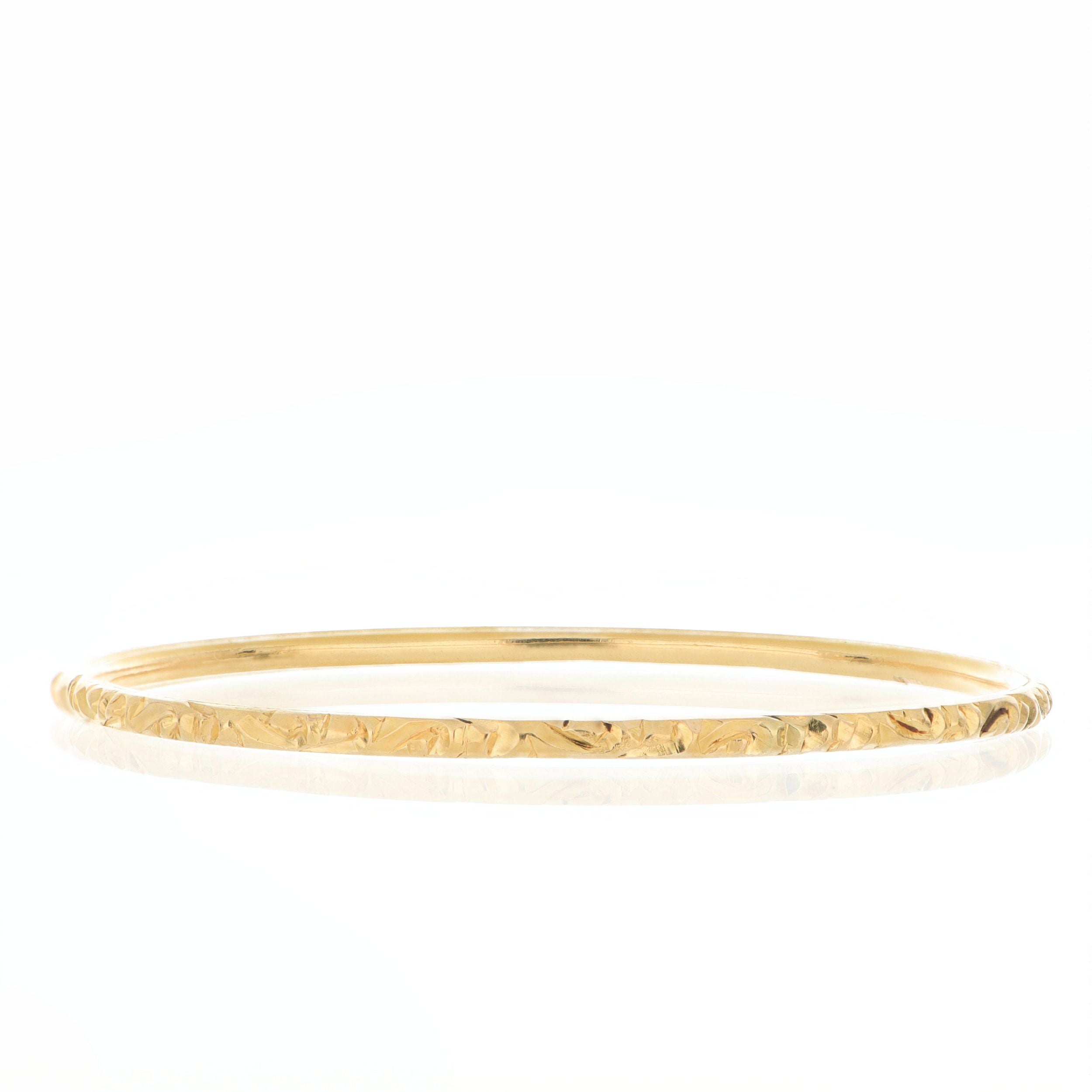 18k Yellow Gold Engraved Bangle - Charles Koll Jewelers