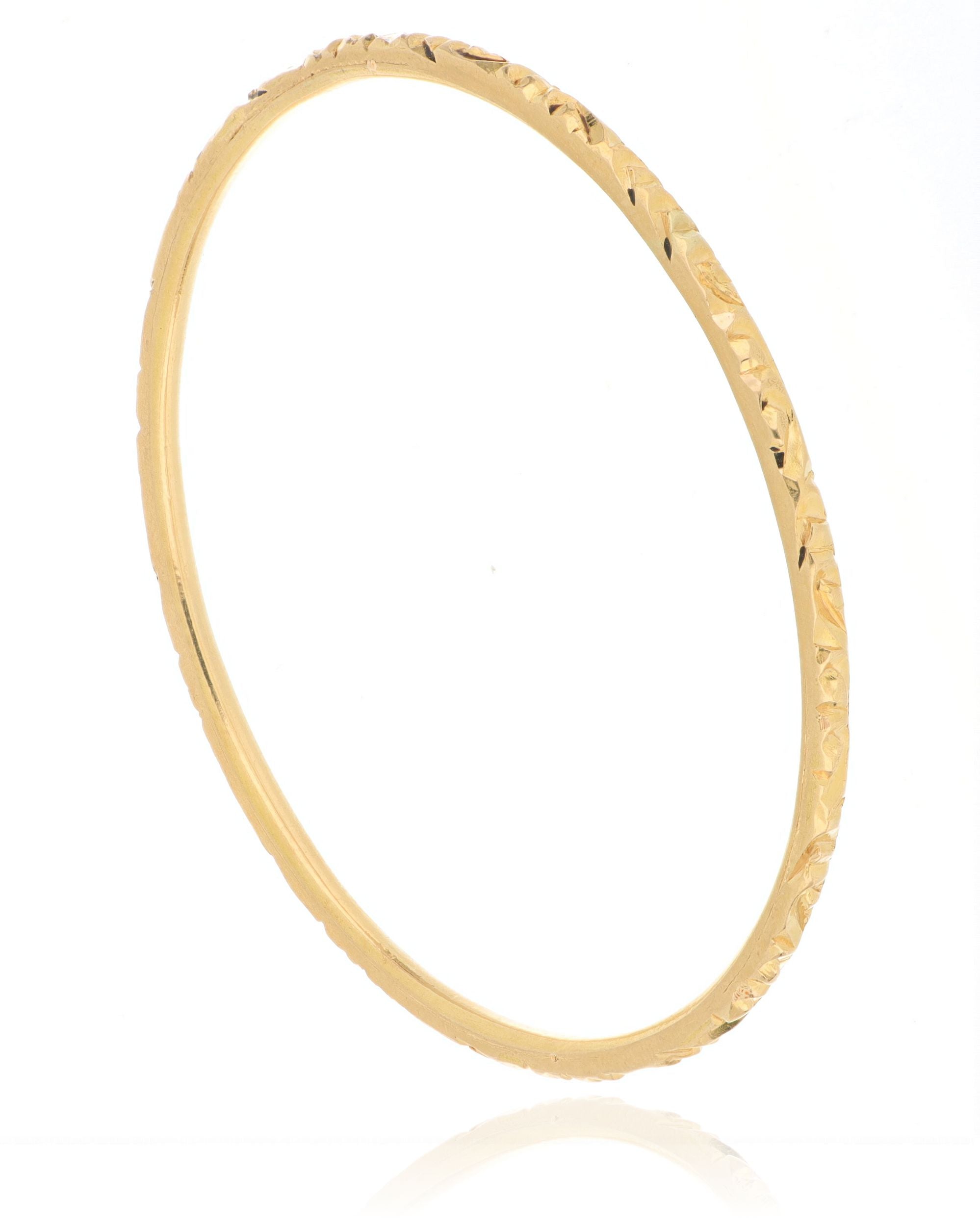 18k Yellow Gold Engraved Bangle - Charles Koll Jewelers