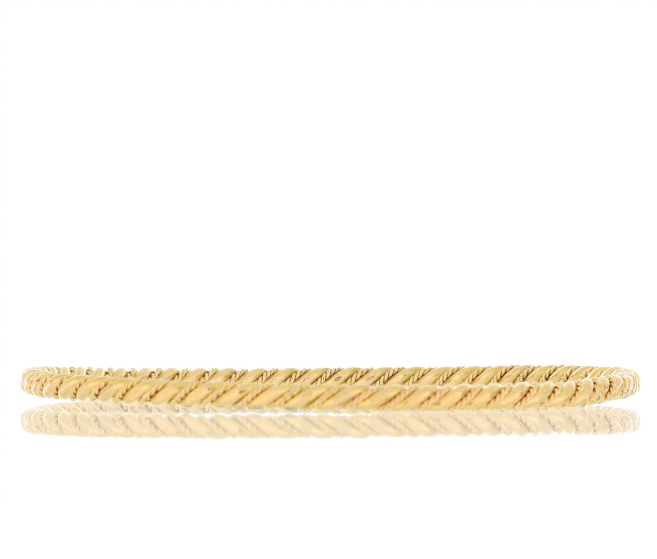 18k Yellow Gold Twisted Solid Bangle - Charles Koll Jewelers