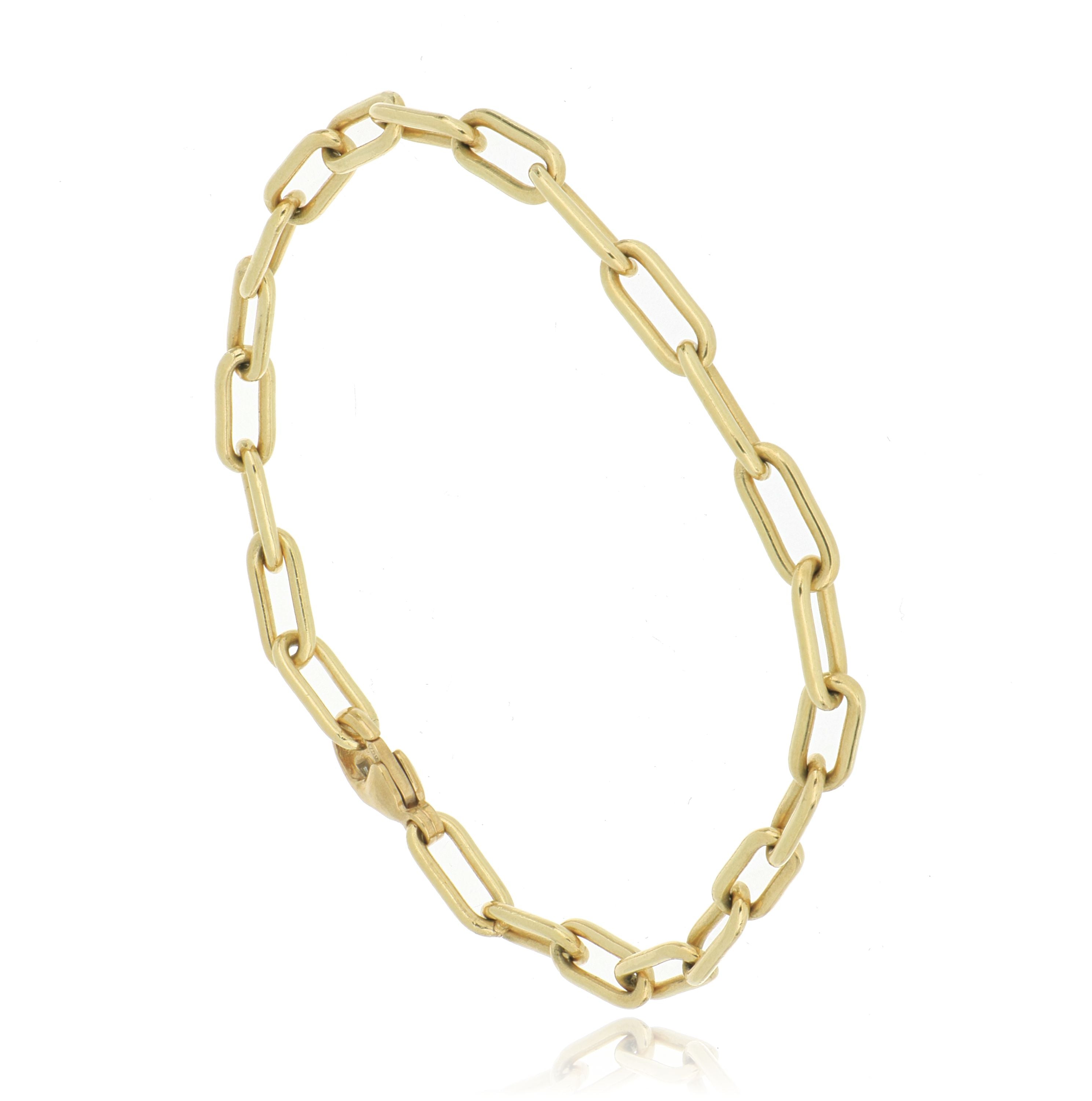 18k Yellow Gold Paperclip Link Bracelet