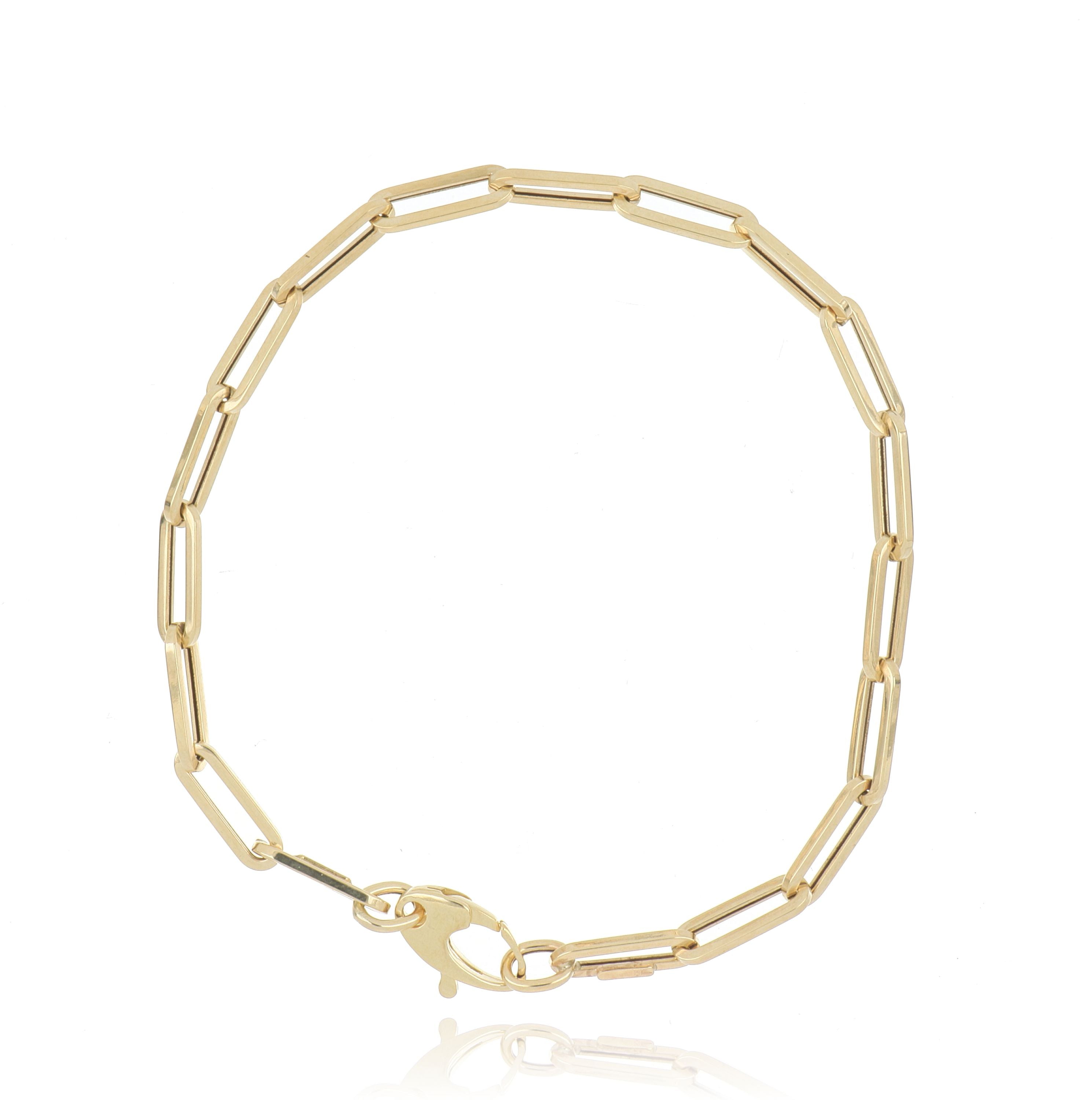 14k Yellow Gold Paperclip Bracelet