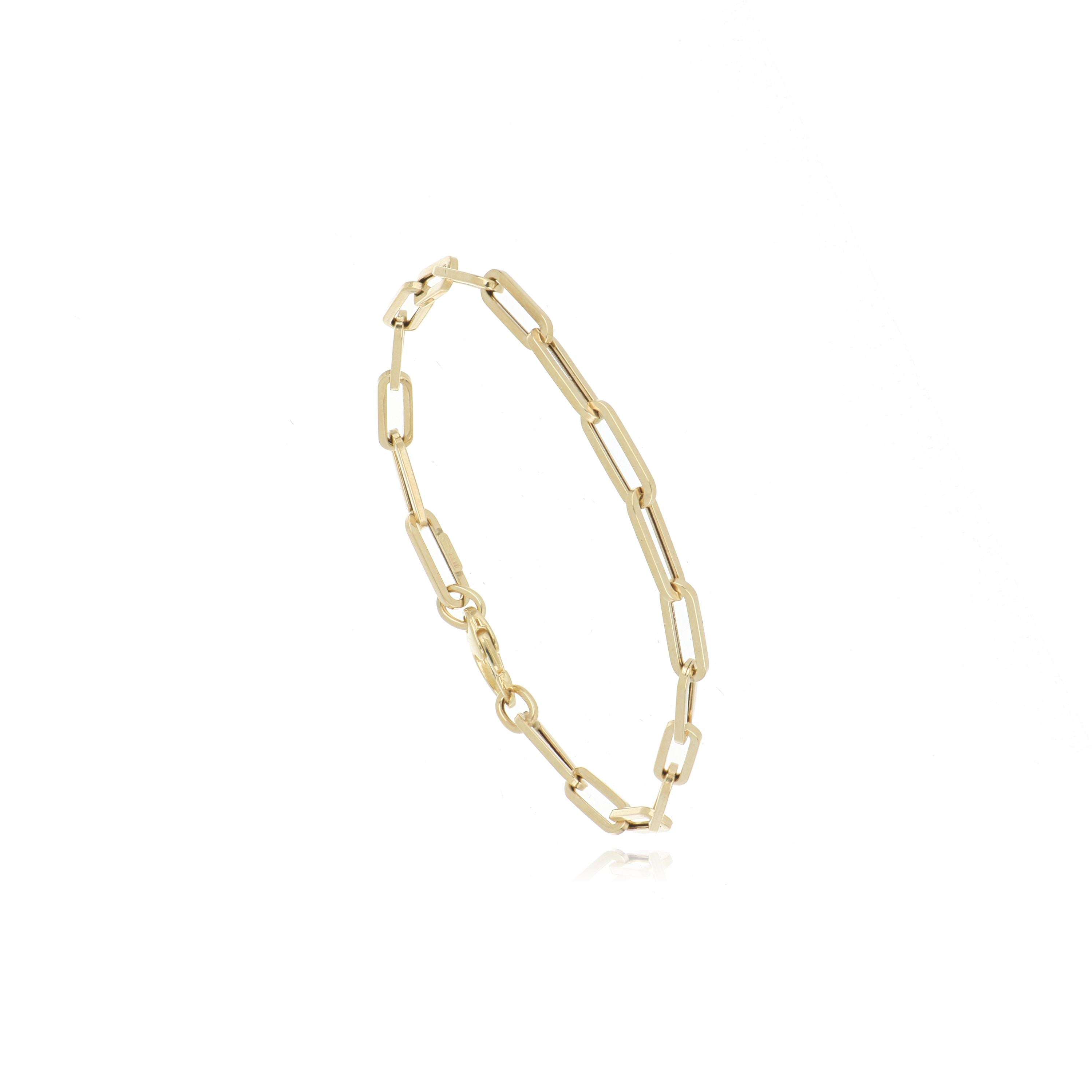 14k Yellow Gold Paperclip Bracelet