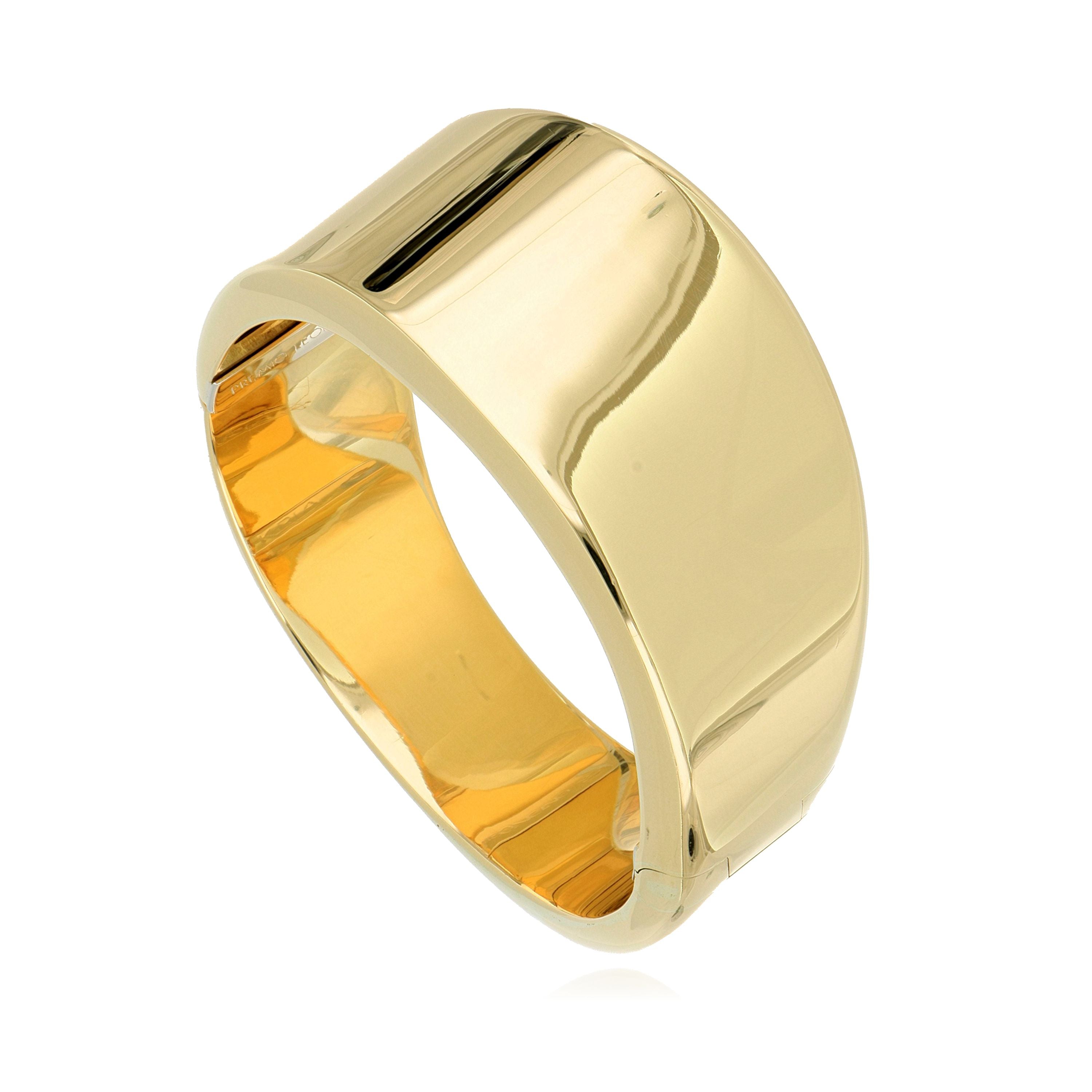 18k Yellow Gold Thick Hinged Bangle Bracelet