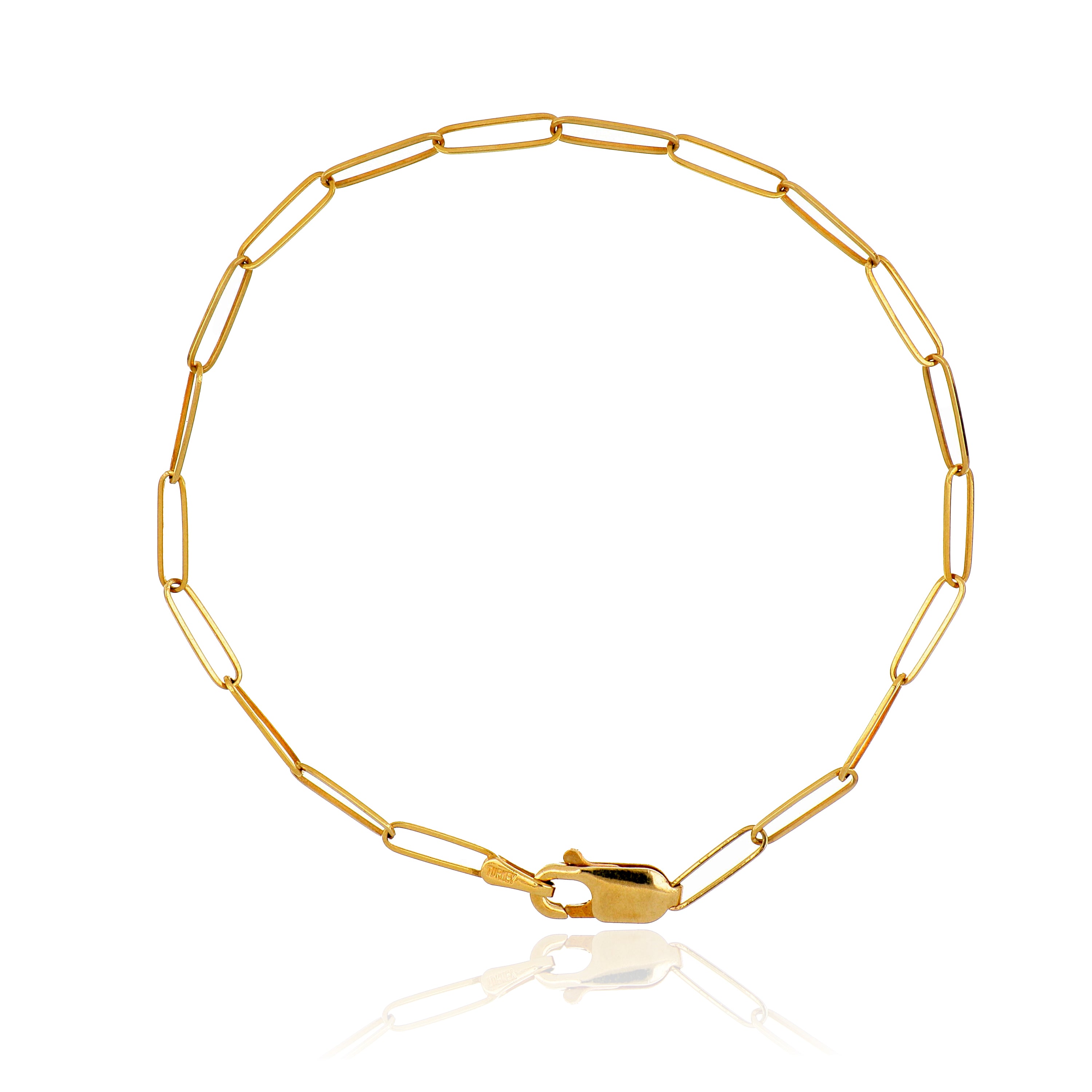14k Yellow Gold Paper Clip Bracelet