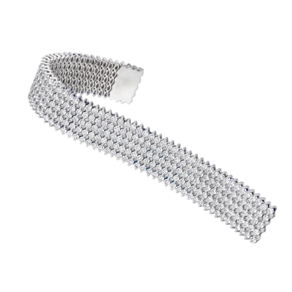 18k White Gold 5 Row Diamond Bracelet