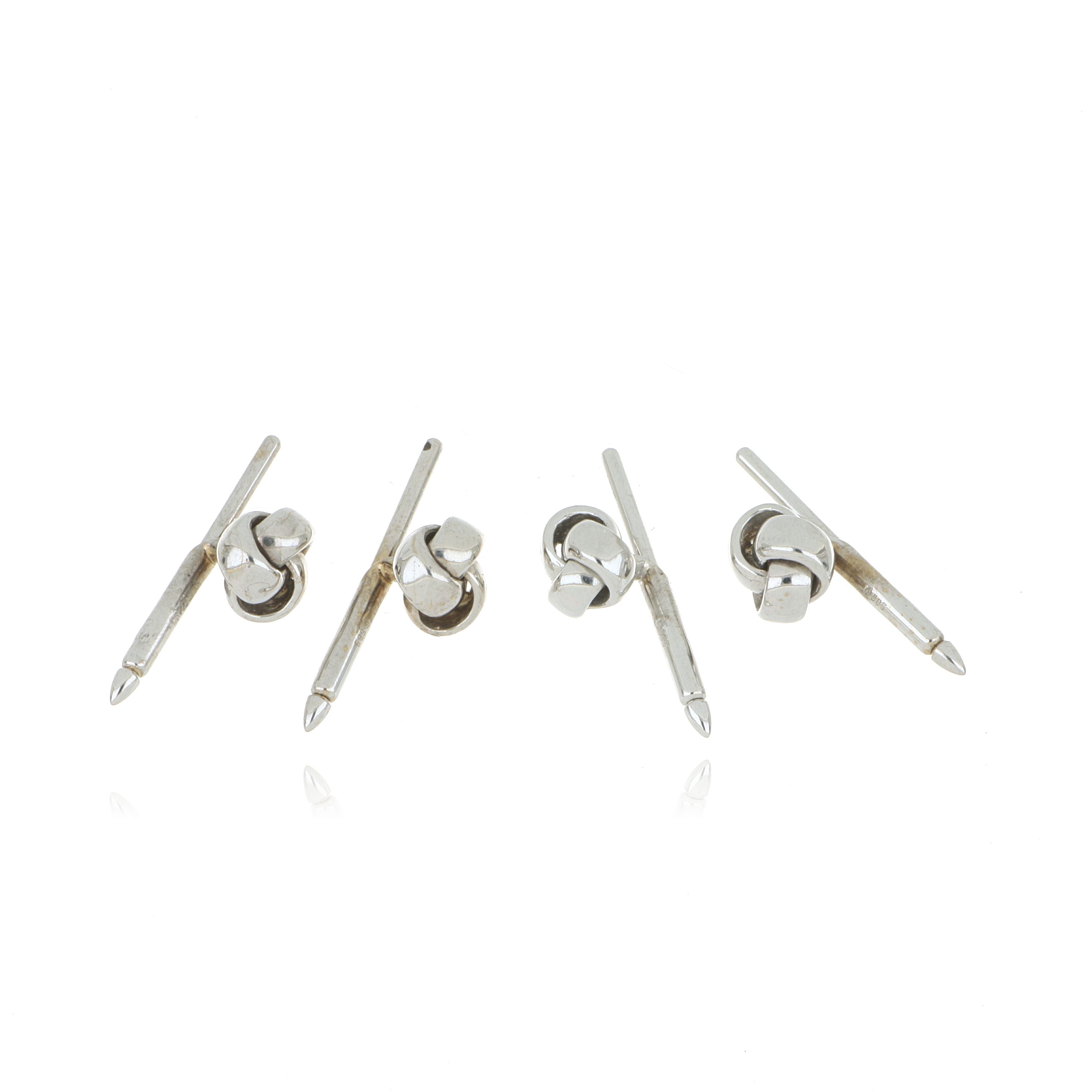 18k White Gold Knot Cuff Links