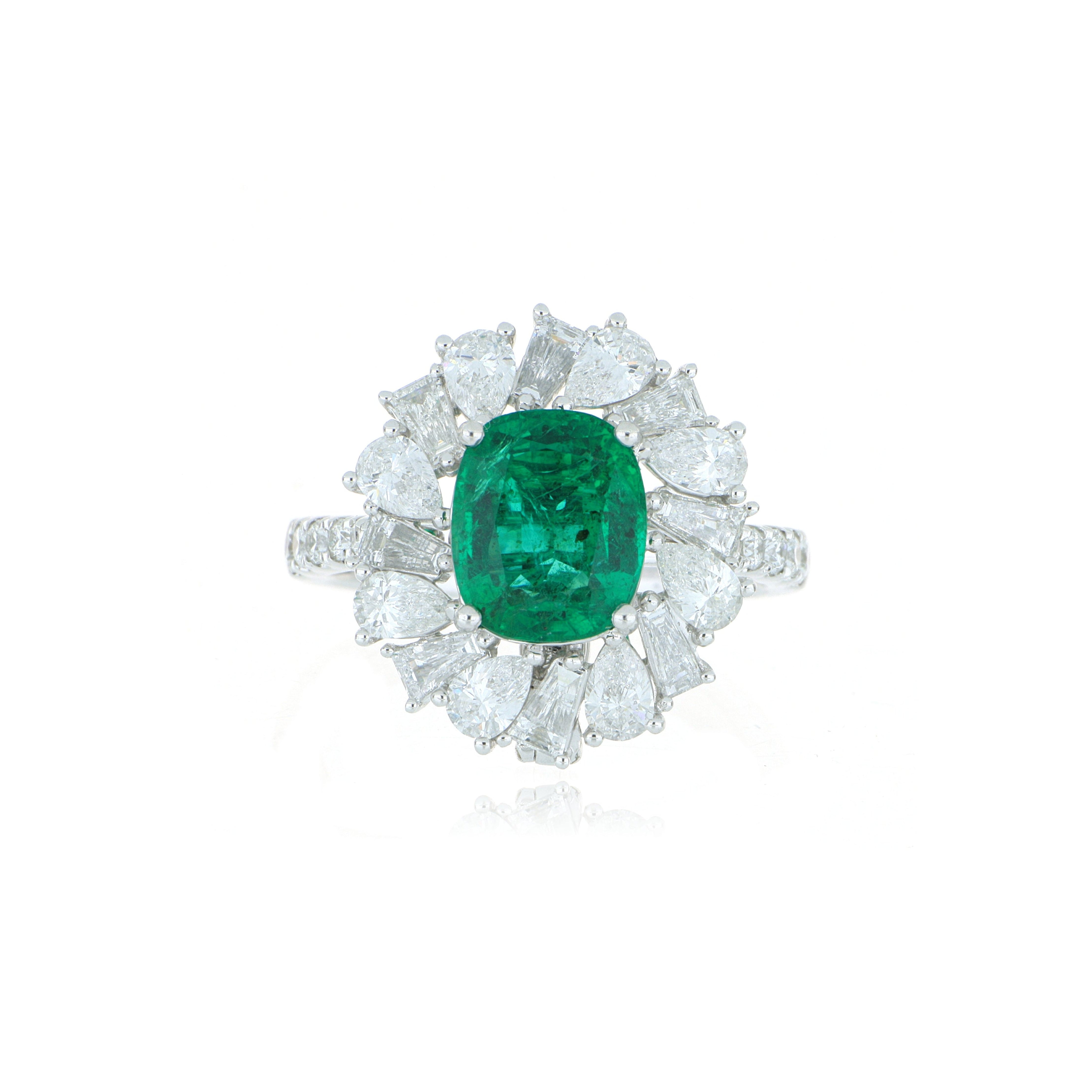 18k White Gold Emerald and Diamond Ring/Pendant