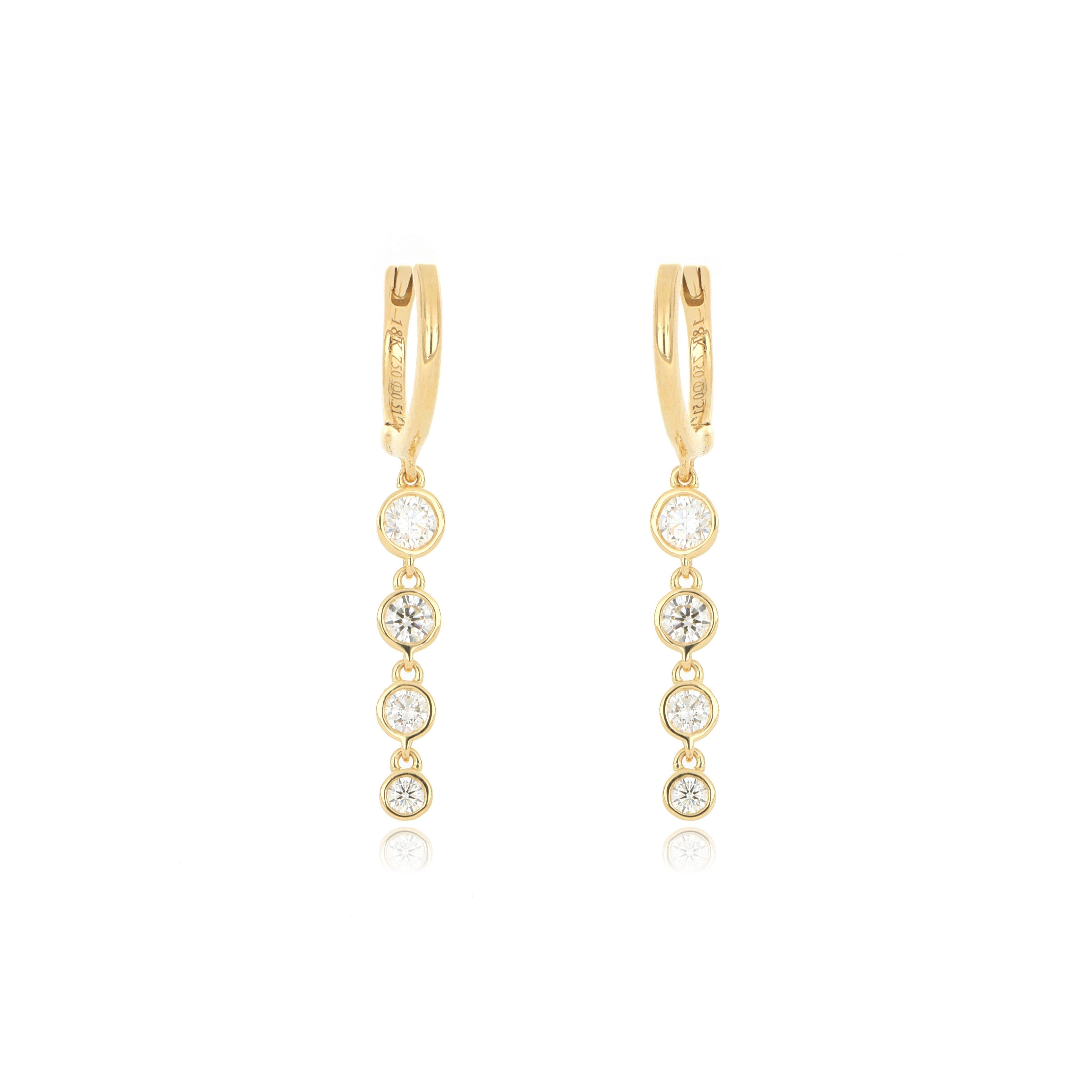 18k Yellow Gold Cascading Diamond Dangle Earrings