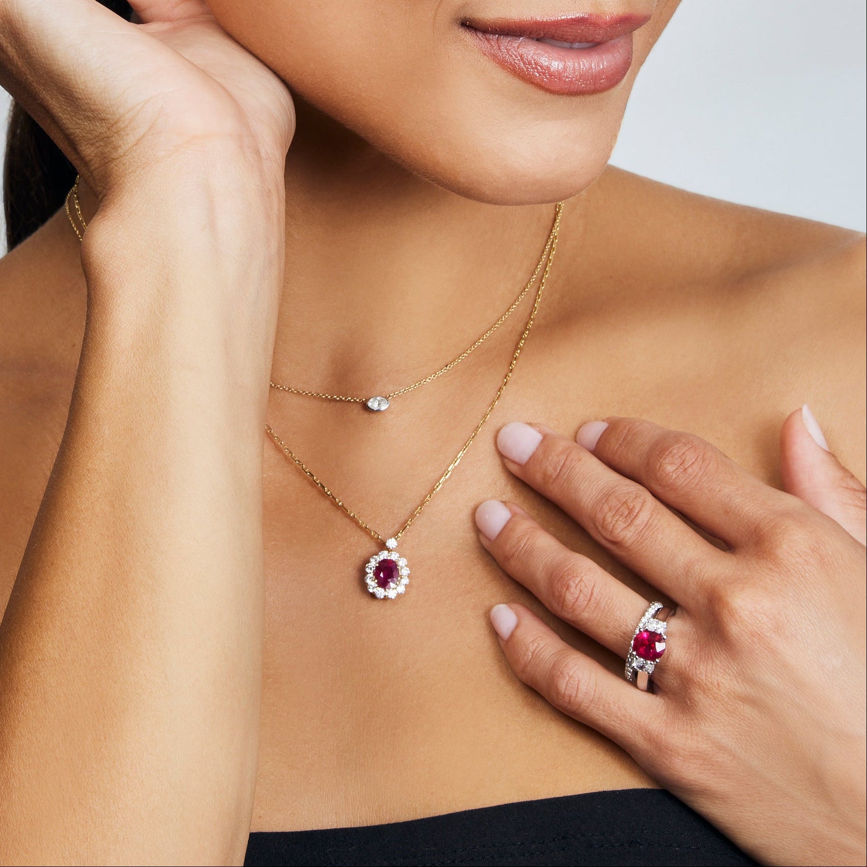 18k Yellow Gold Diamond Accented Ruby Pendant