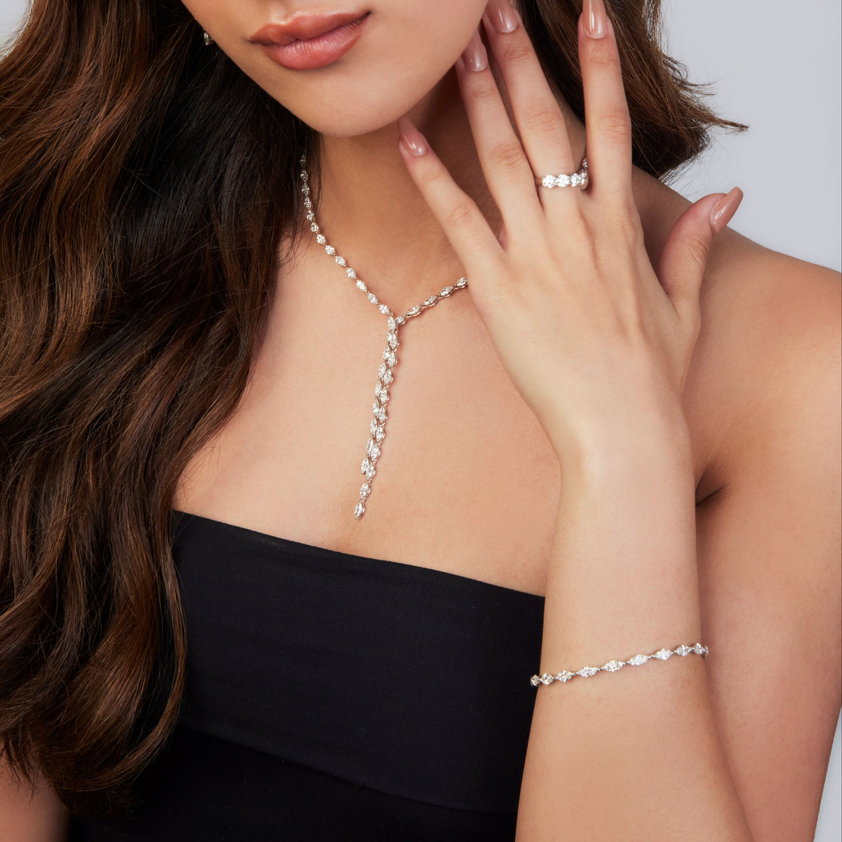 18k White Gold Marquise Diamond Bracelet - Charles Koll Jewelers