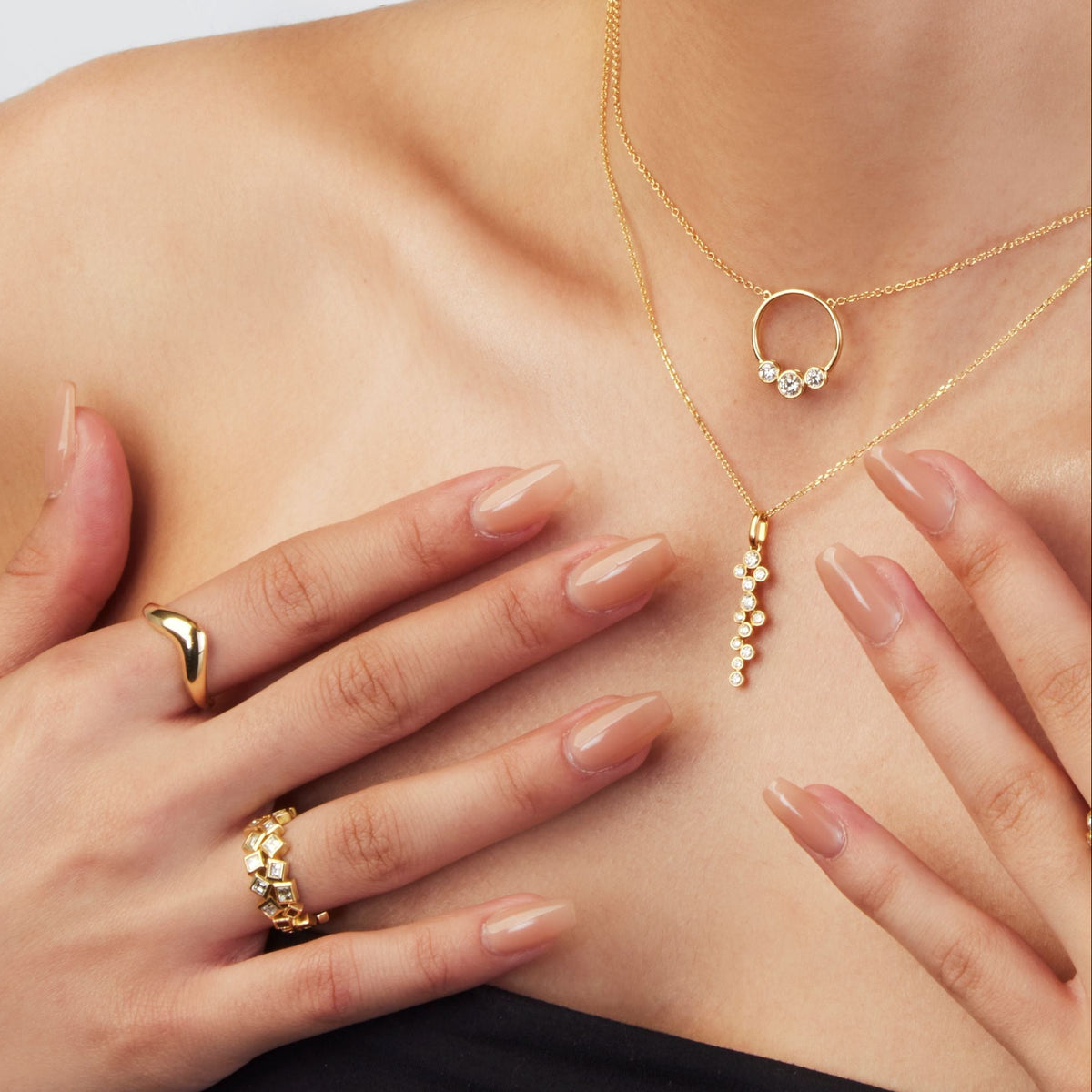 18k Yellow Gold Scattered Diamond Necklace - Charles Koll Jewelers