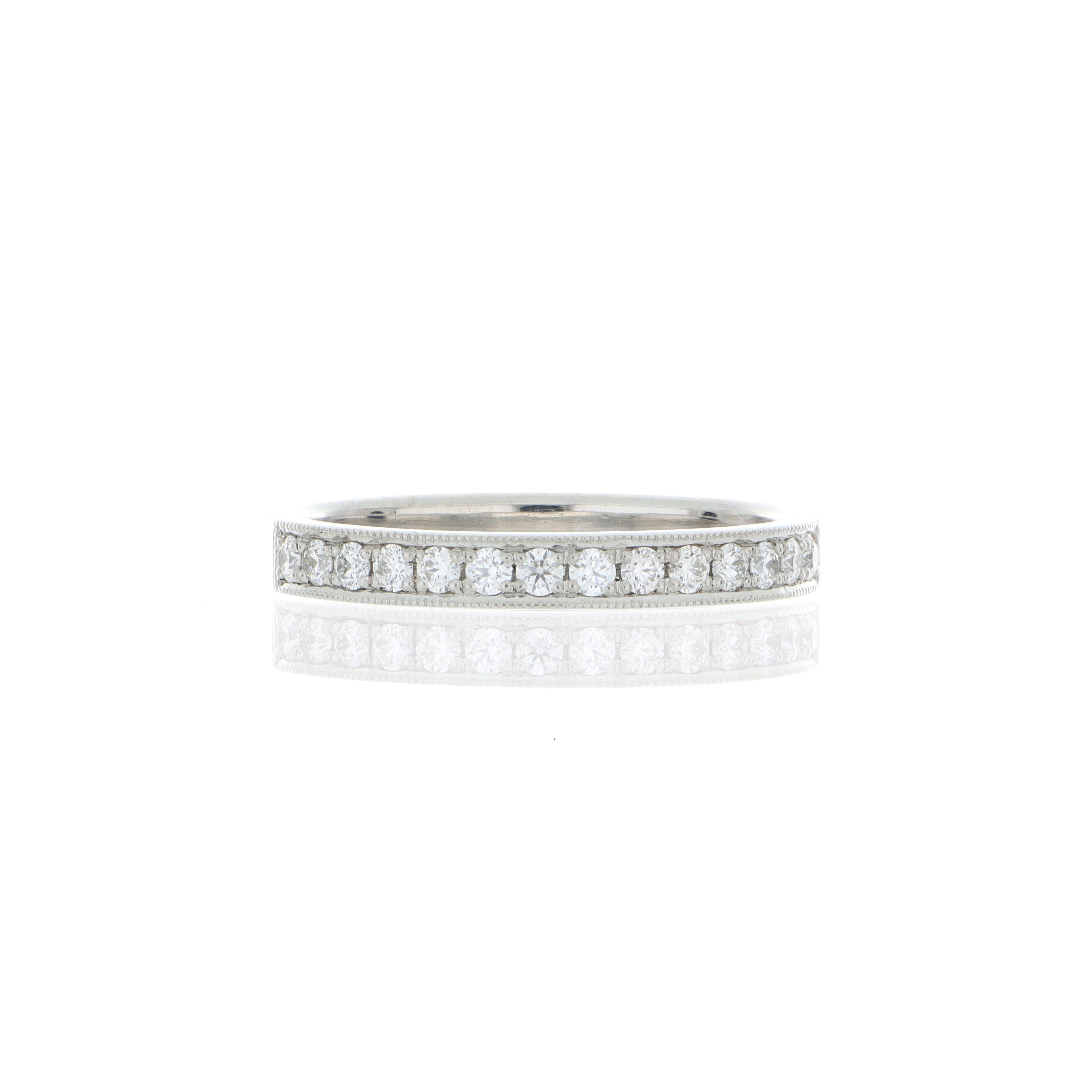 Platinum Milgrain Diamond Band